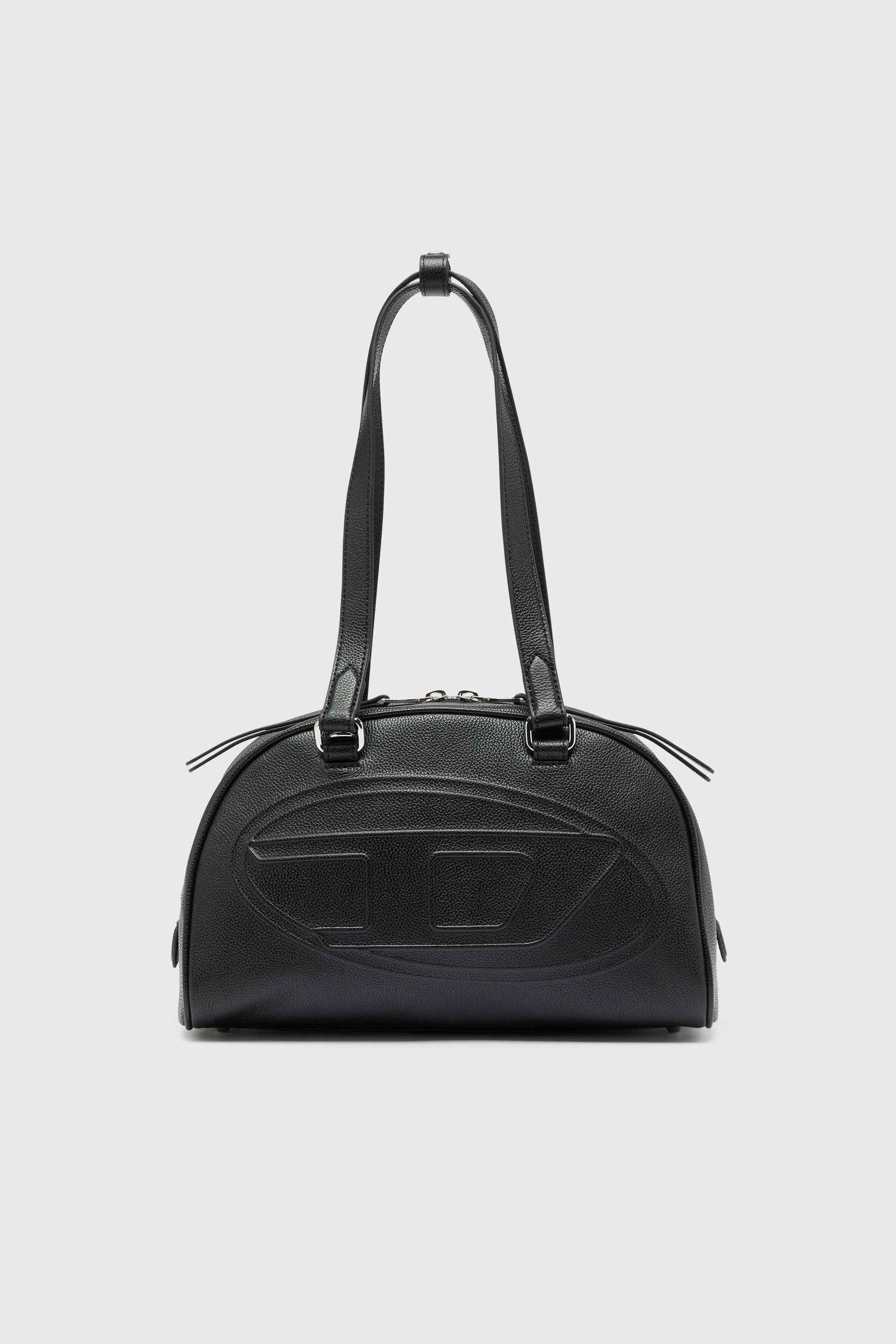 Diesel - 1DR DOME SHOULDER, 1DR Dome - Bolso Boston de piel con logo en relieve Unisex in Negro - 1