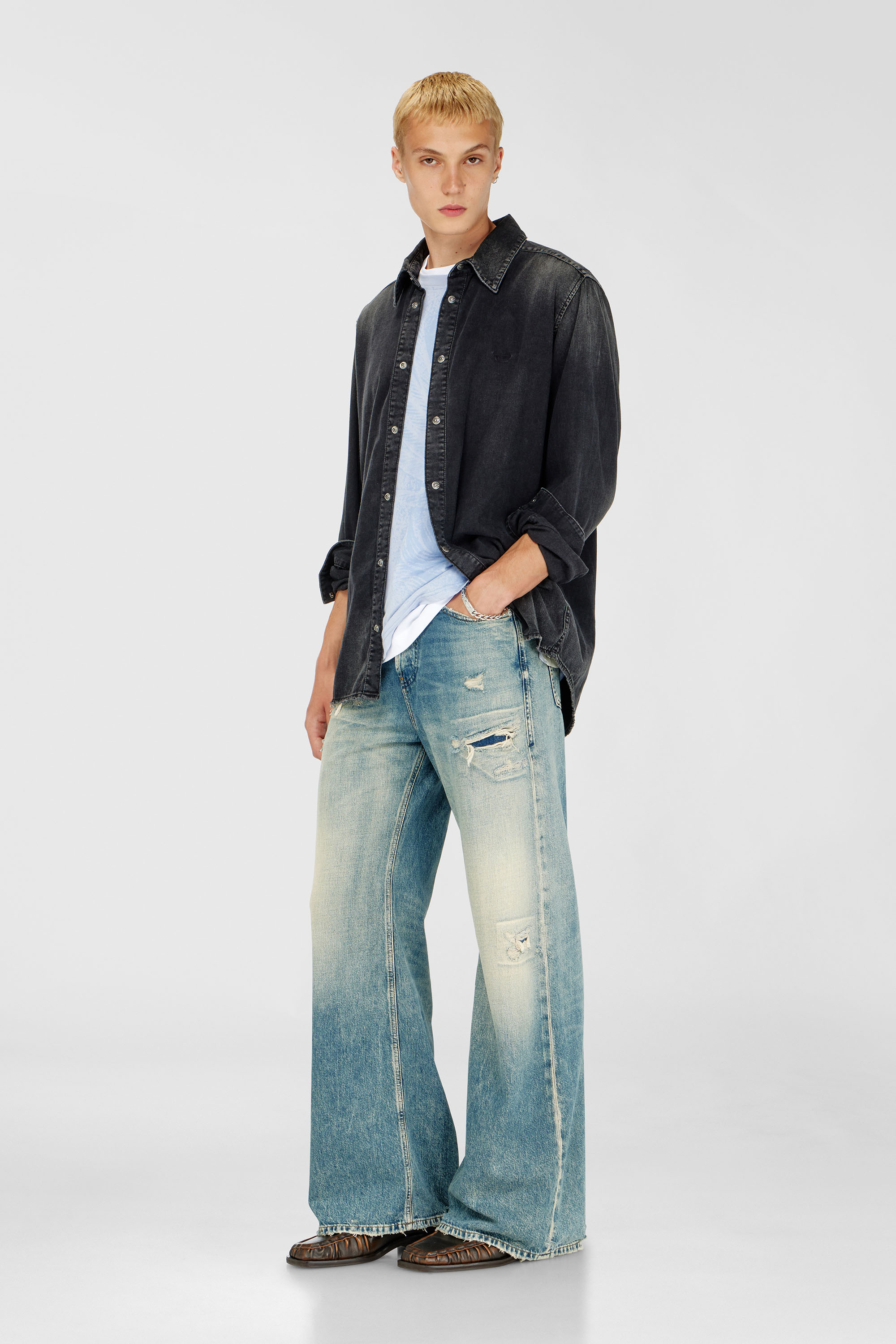 Diesel - D-SIMPLY, Camisa de denim de manga larga Hombre in Negro - 2