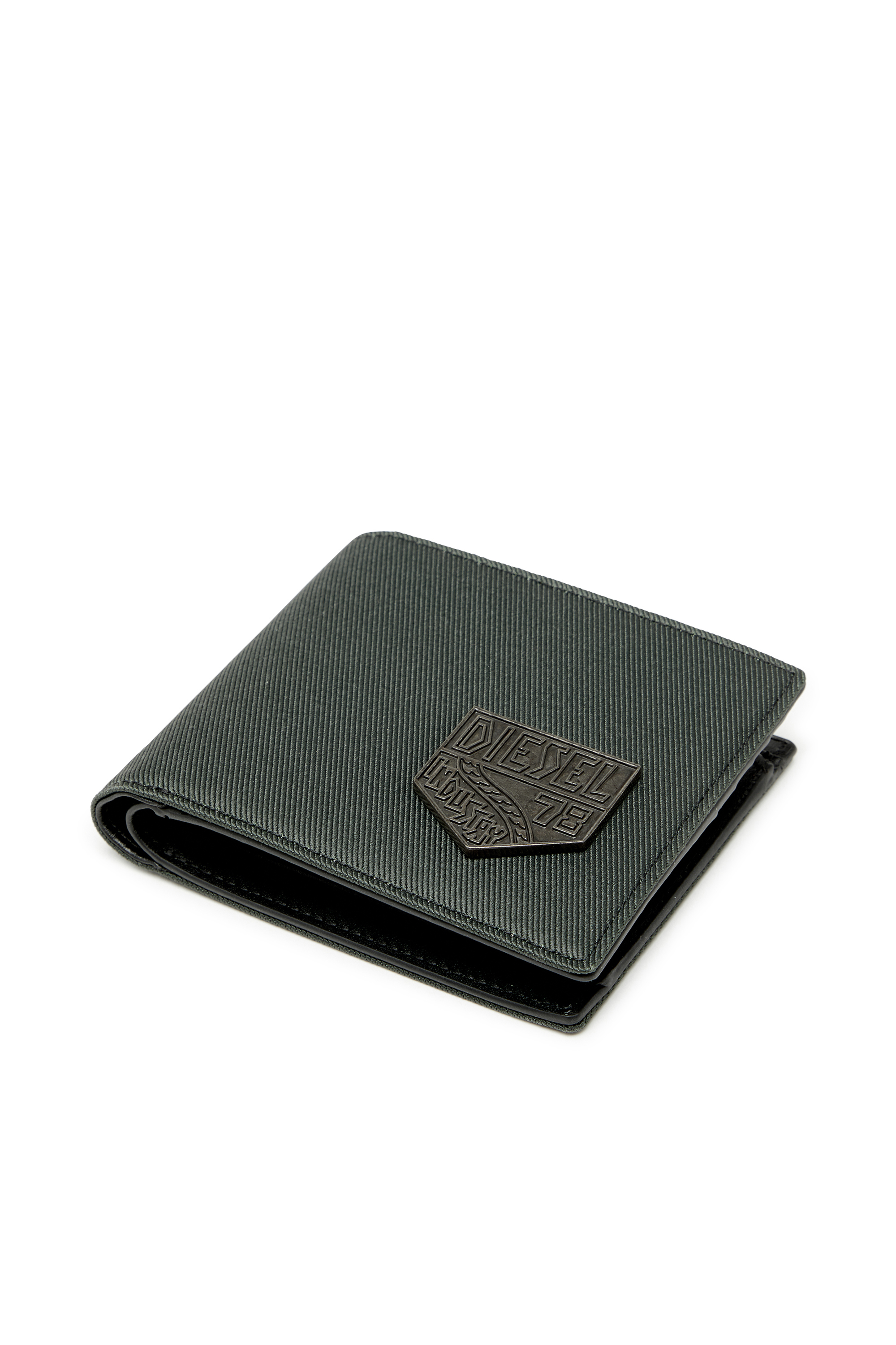 Diesel - D-PACK BI FOLD COIN 3D, Peque&ntilde;a billetera plegable con patch Diesel Hombre in Verde - 4