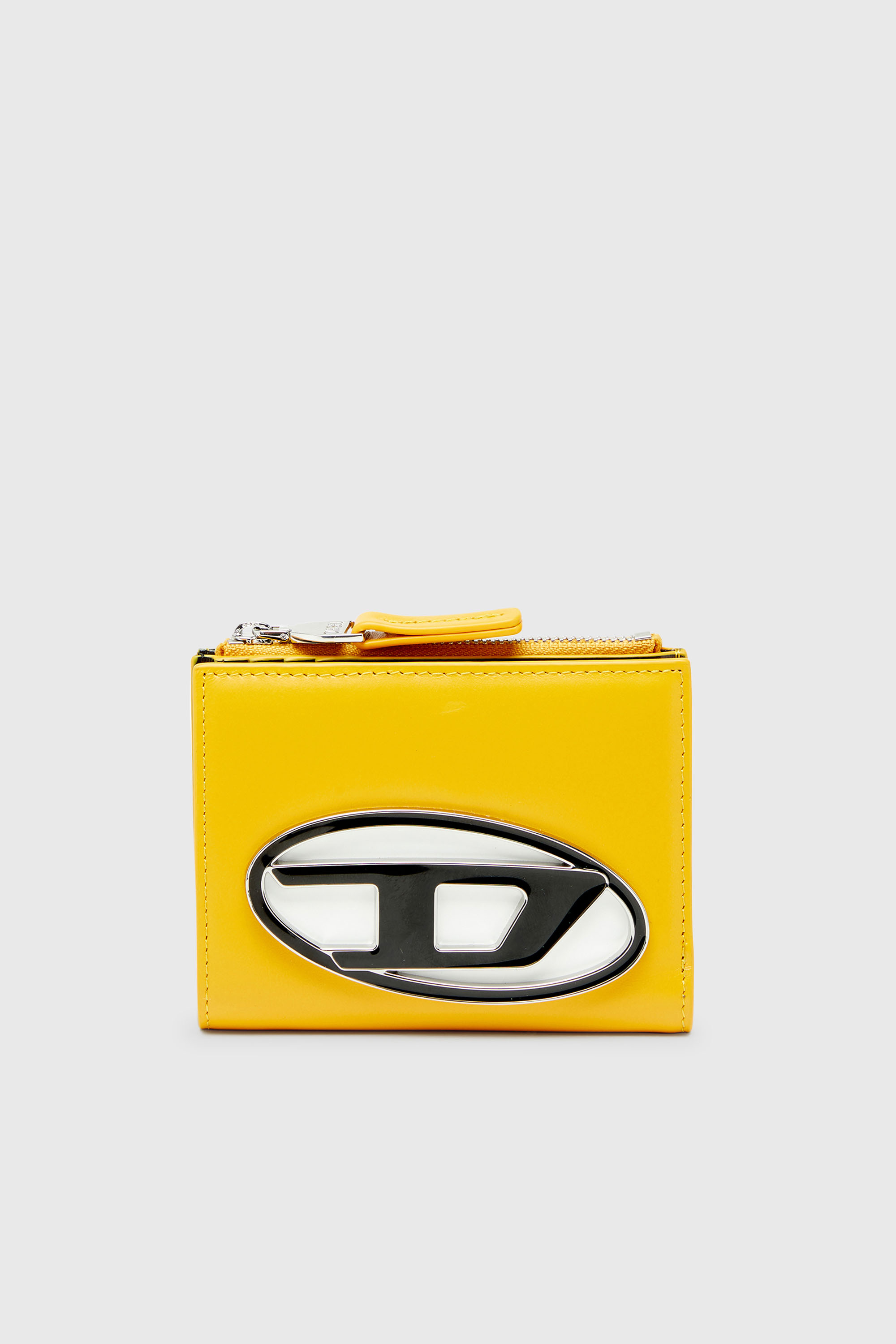 Diesel - 1DR BI-FOLD ZIP II, Peque&ntilde;a cartera de cuero que se pliega por la mitad Mujer in Amarillo - 1