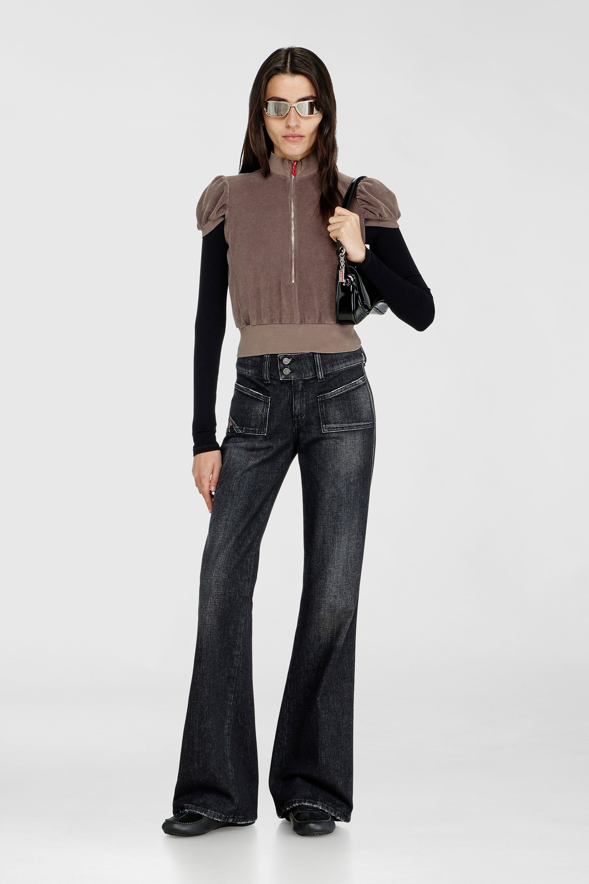Diesel - Bootcut Jeans D-Hush 09N50 Mujer, Negro/Gris oscuro - 1