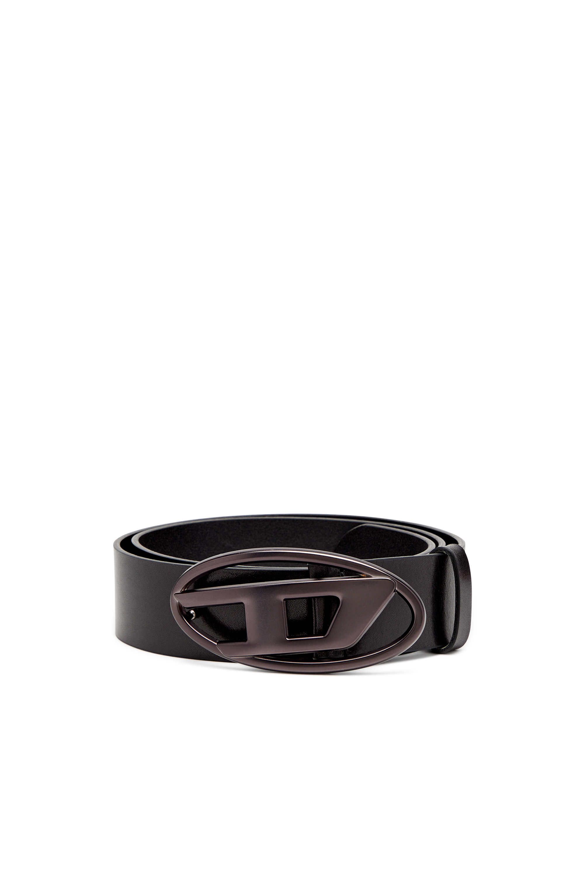 Diesel - B-1DR, Leather belt with metallic Oval D buckle Unisex in Negro - 1