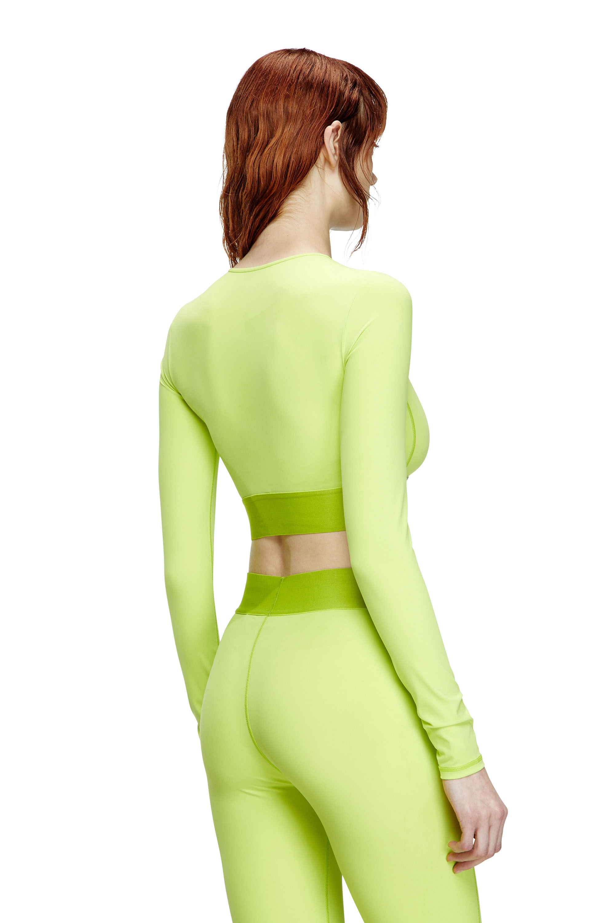 Diesel - MELISSA-D-POP, Top corto de microfibra con logotipo recortado Mujer in Verde - 3