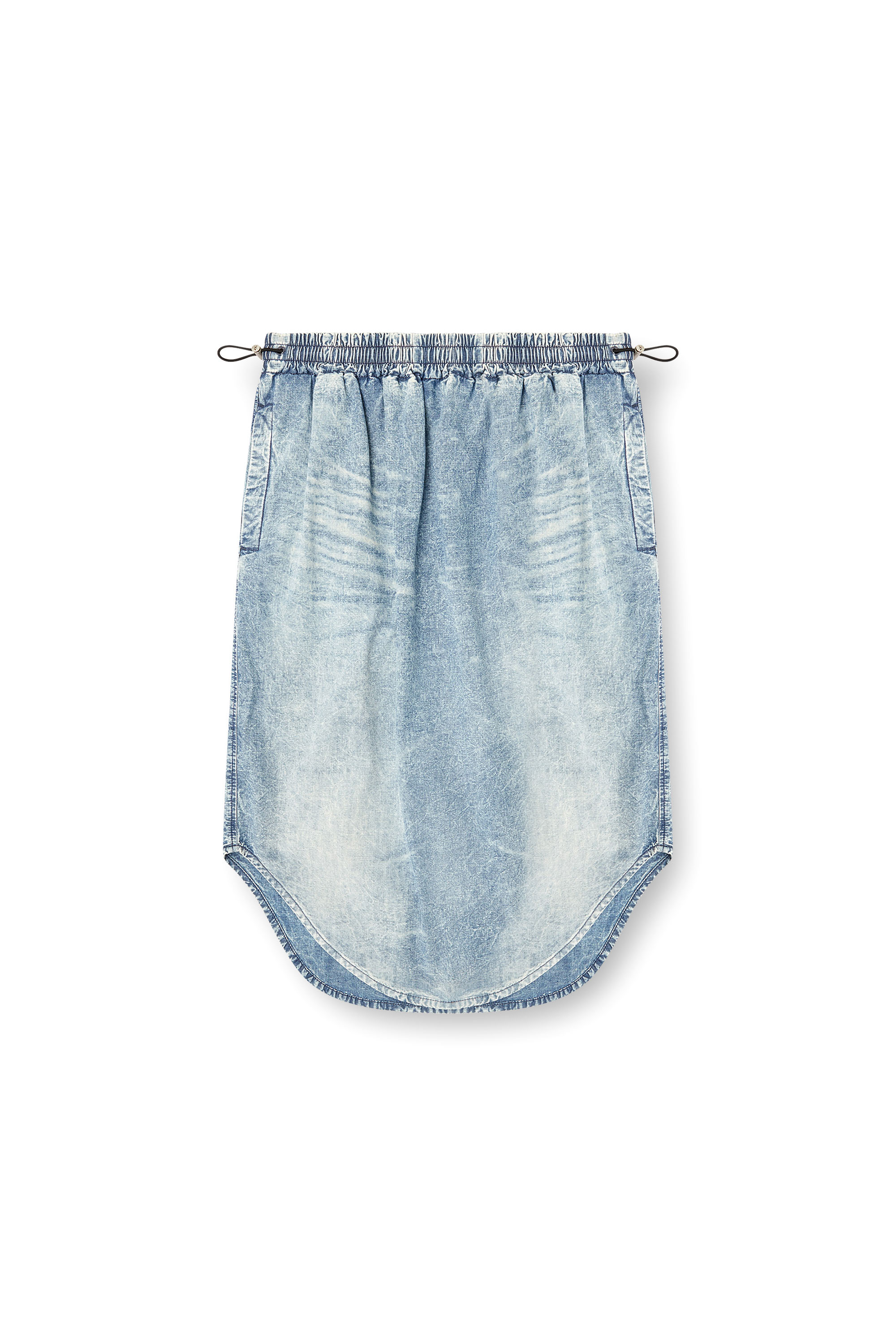 Diesel - DE-ASHLEY-S, Falda midi en denim efecto mármol Mujer in Azul marino - 3