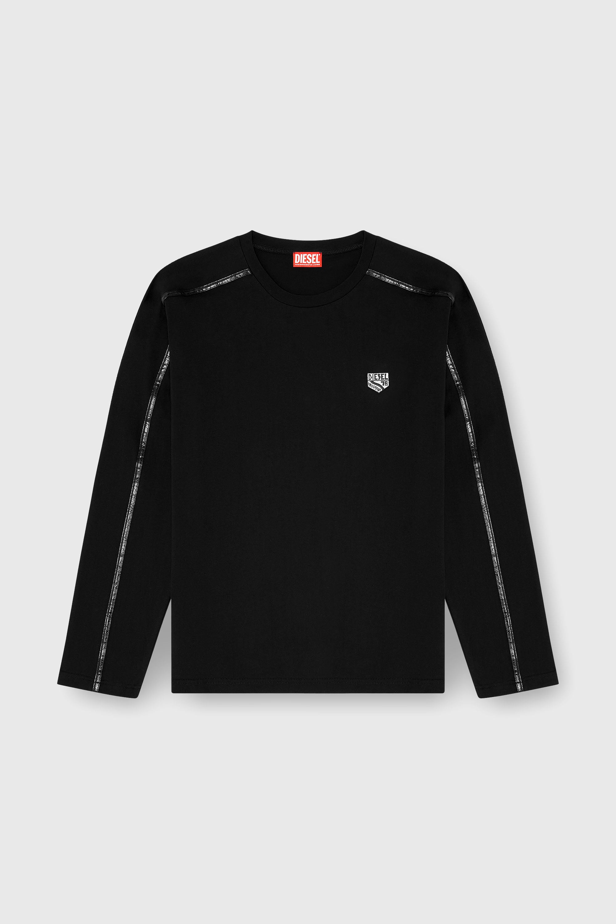 Diesel - T-NORM-LS-FL, Camiseta de manga larga con ribetes a tono Hombre in Negro - 2