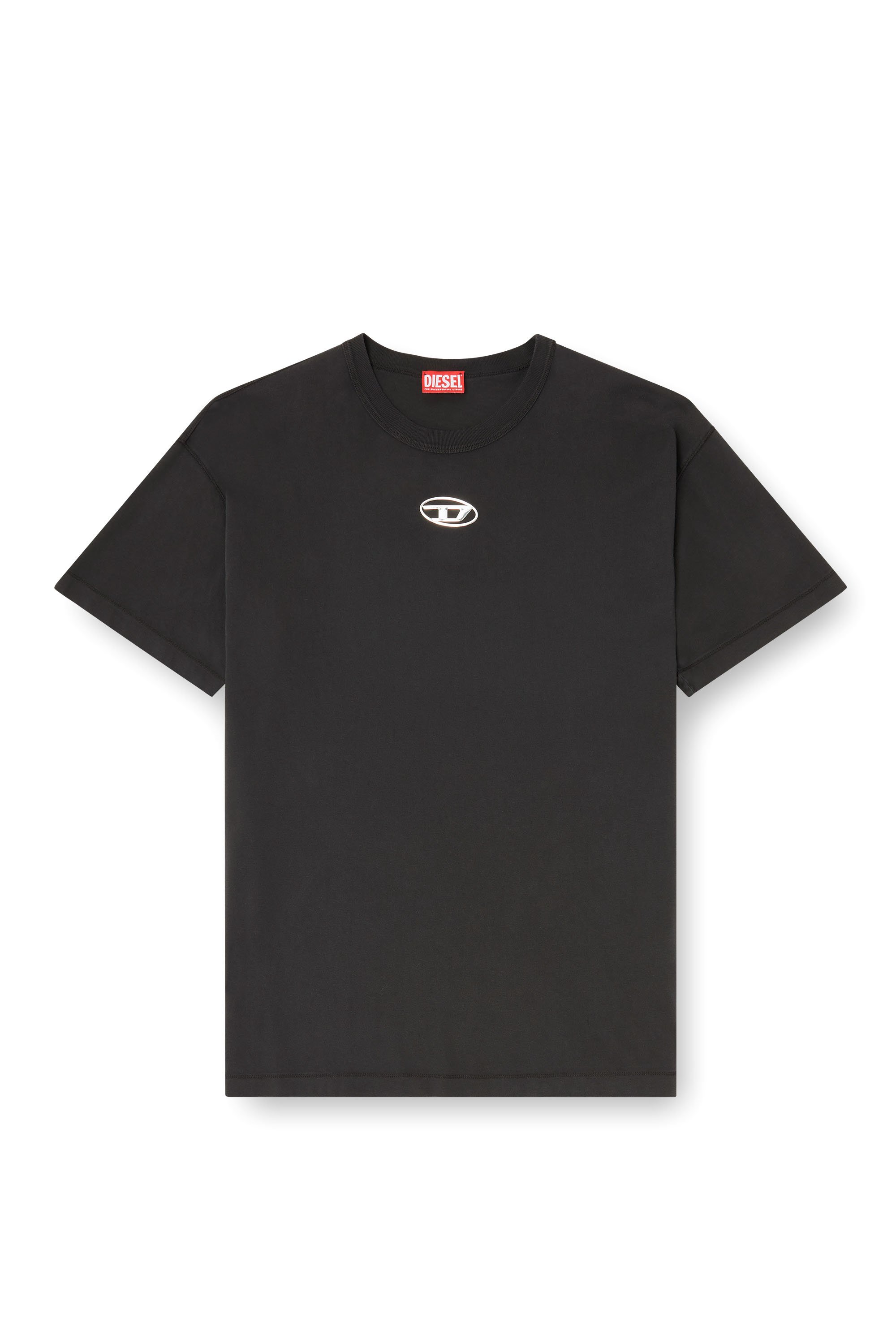Diesel - T-NORM-IOD, Camiseta ligera de algod&oacute;n con logotipo Oval D met&aacute;lico Hombre in Negro - 2