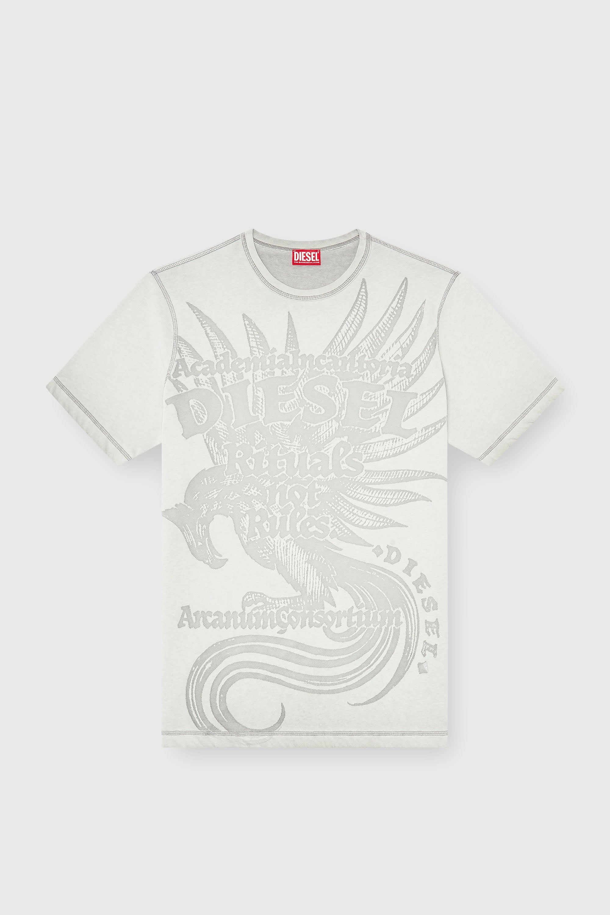 Diesel - T-RAWJUST-AA1, Camiseta de punto con gr&aacute;fico en relieve Hombre in Gris - 2