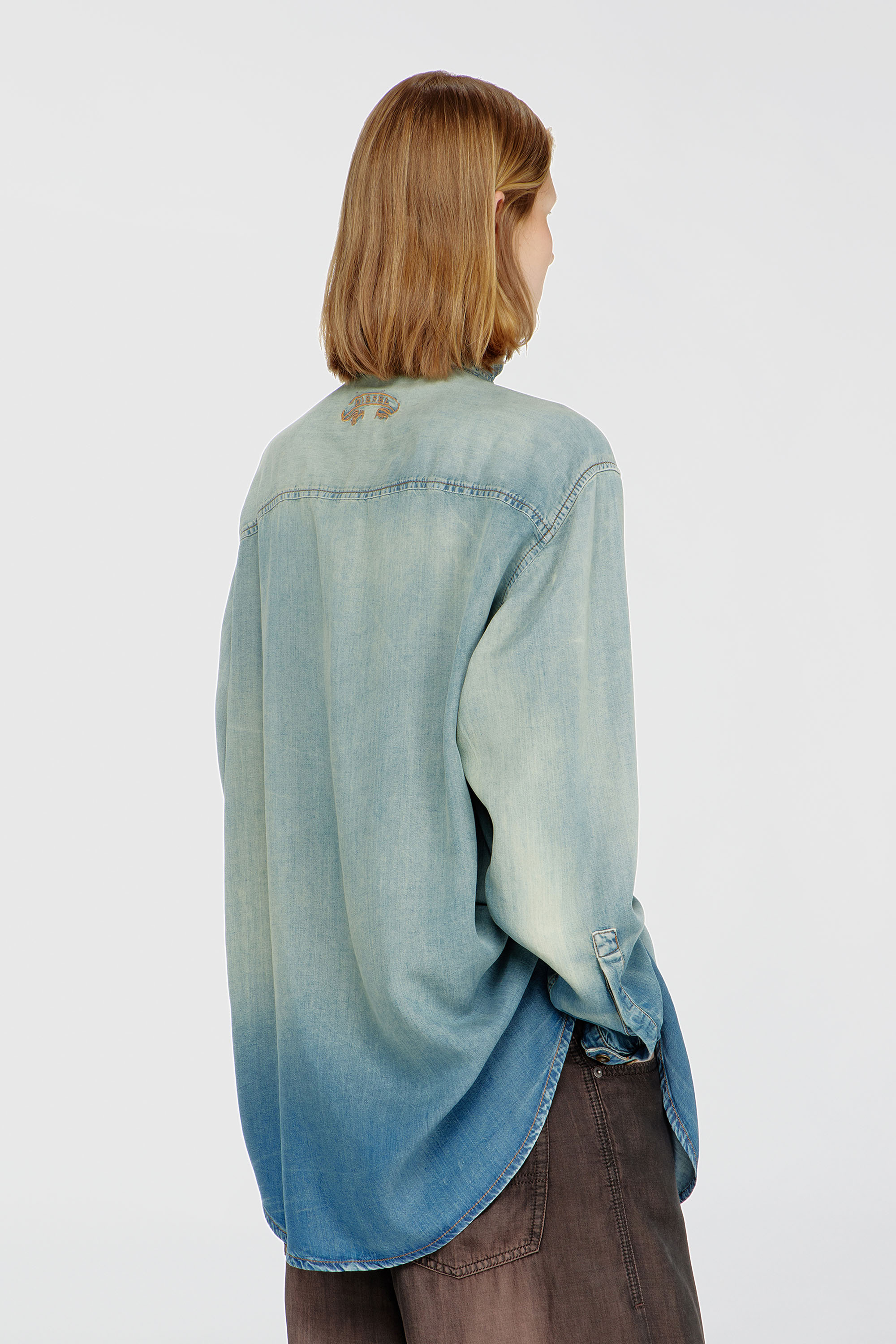 Diesel - DE-ARVEN-S1, Camisa de denim fluido jaspeado Mujer in Azul marino - 4