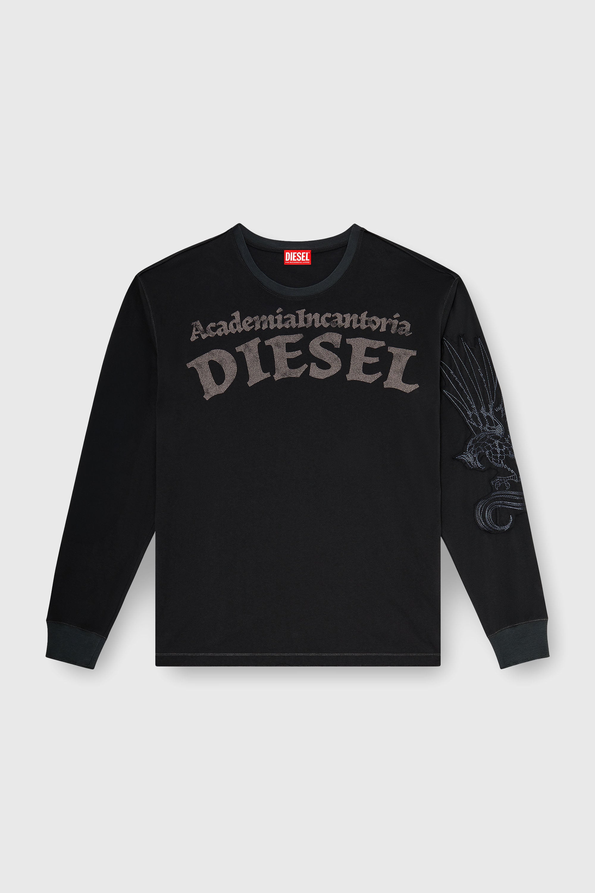 Diesel - T-NORM-LS-AA3, Camiseta de manga larga con estampados y parches Hombre in Negro - 2