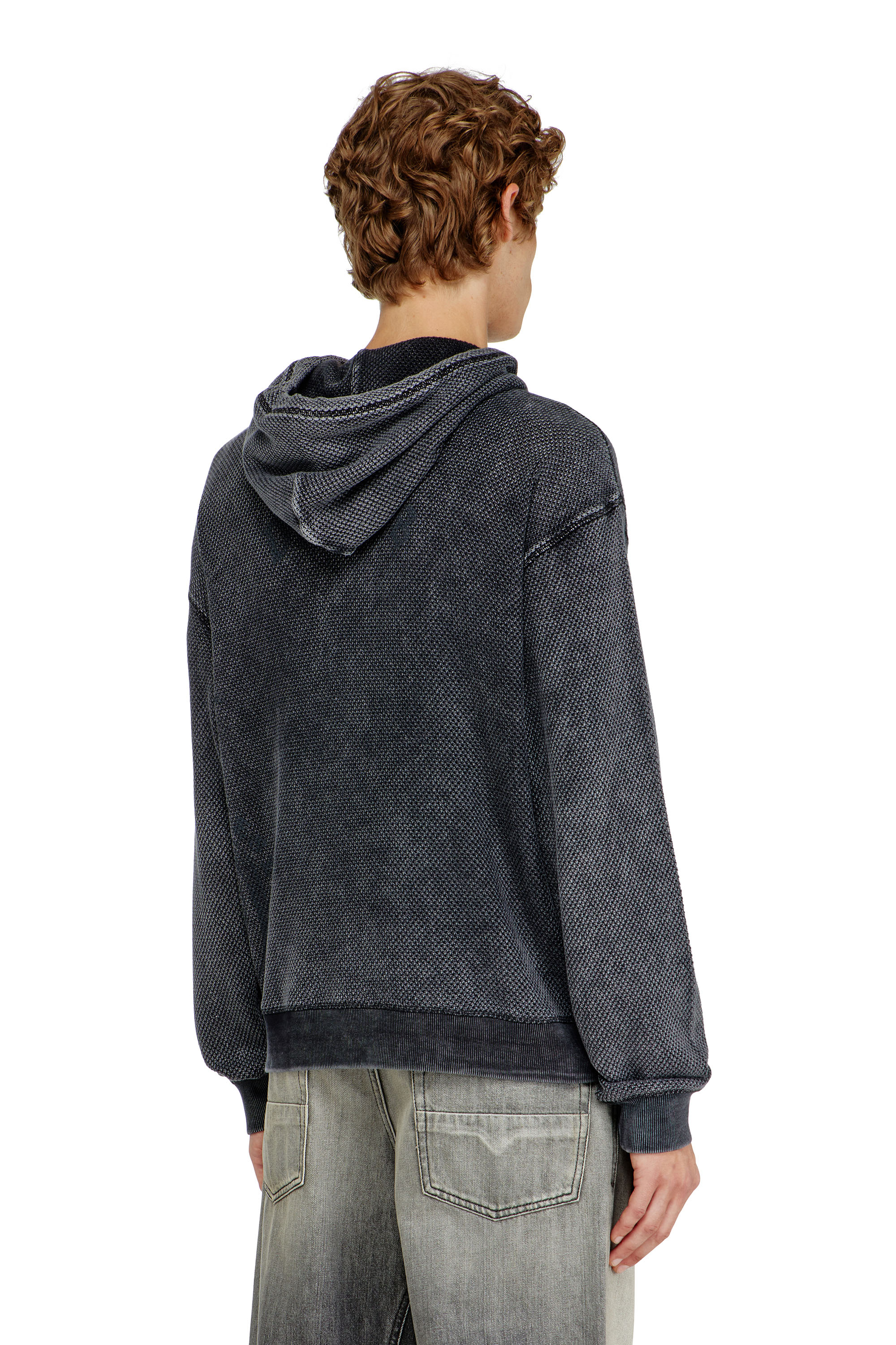 Diesel - S-NORM-HOOD-AA1, Sudadera con capucha de malla de algod&oacute;n texturizada Hombre in Gris - 4