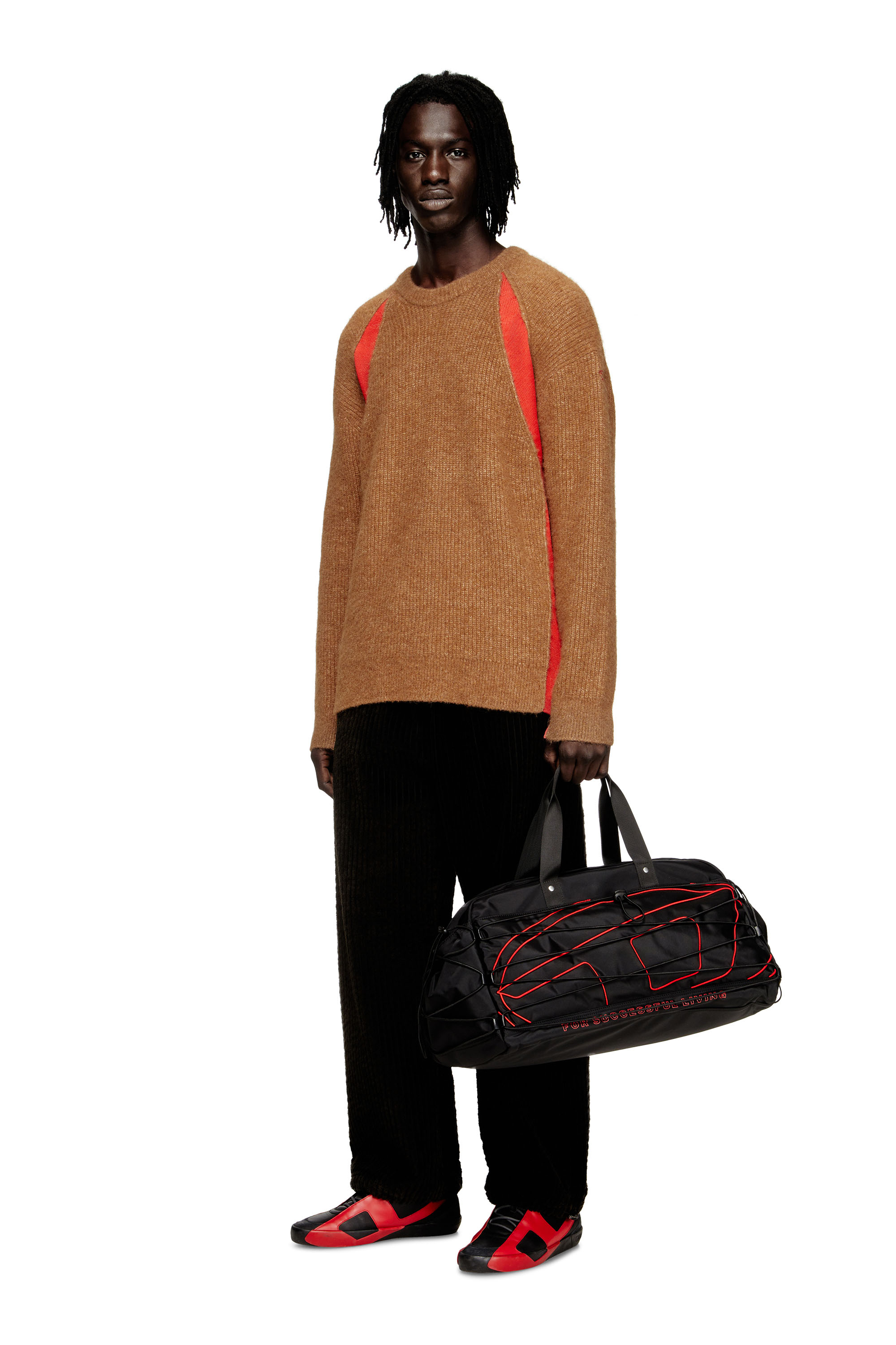 Diesel - K-LOLLO, Jersey de mezcla de alpaca con inserciones de tejido contrastantes Hombre in Marrón - 2