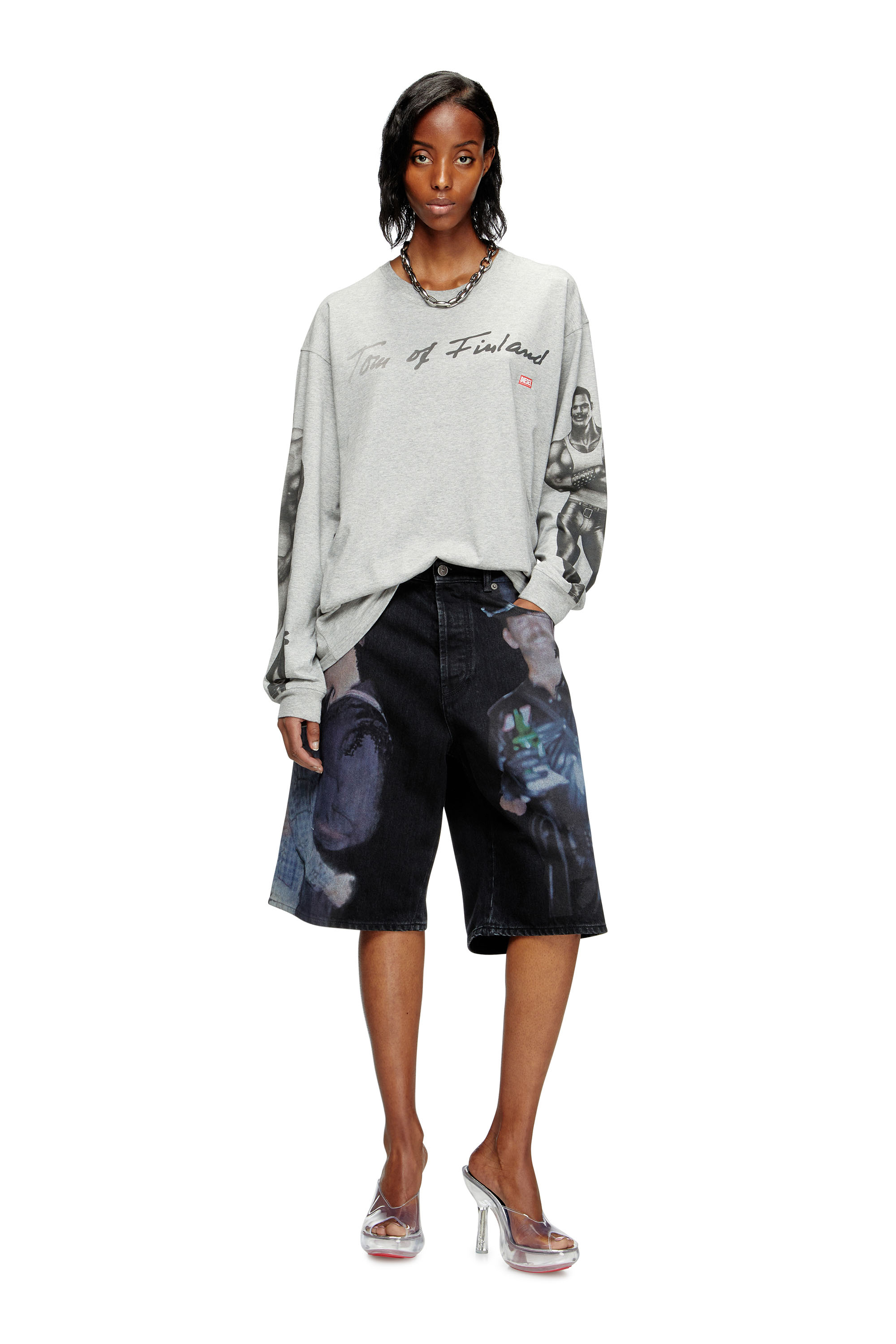 Diesel - PR-T-BOXT-LS-TOM25, Camiseta de manga larga con estampado gráfico Unisex in Gris - 4