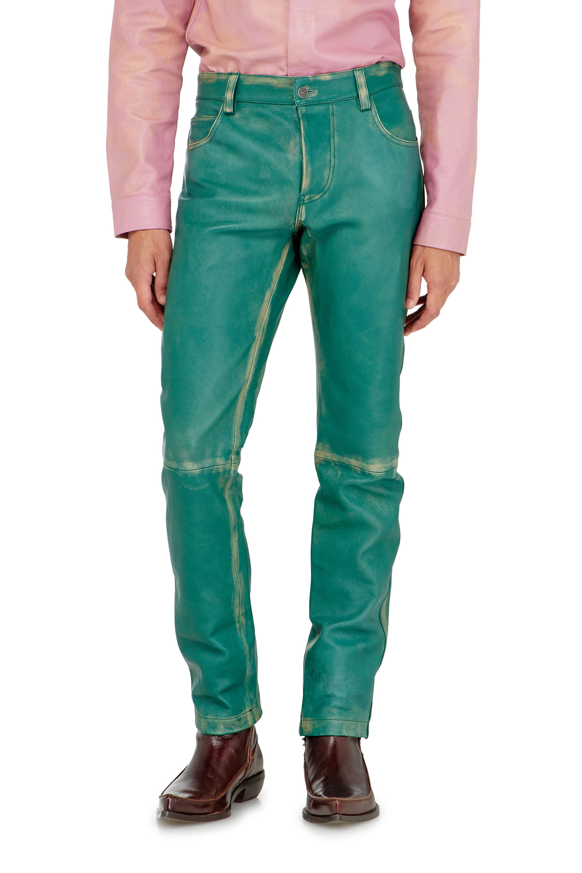 Diesel - P-OCKET, Pantal&oacute;n de cuero tratado Hombre in Verde - 2
