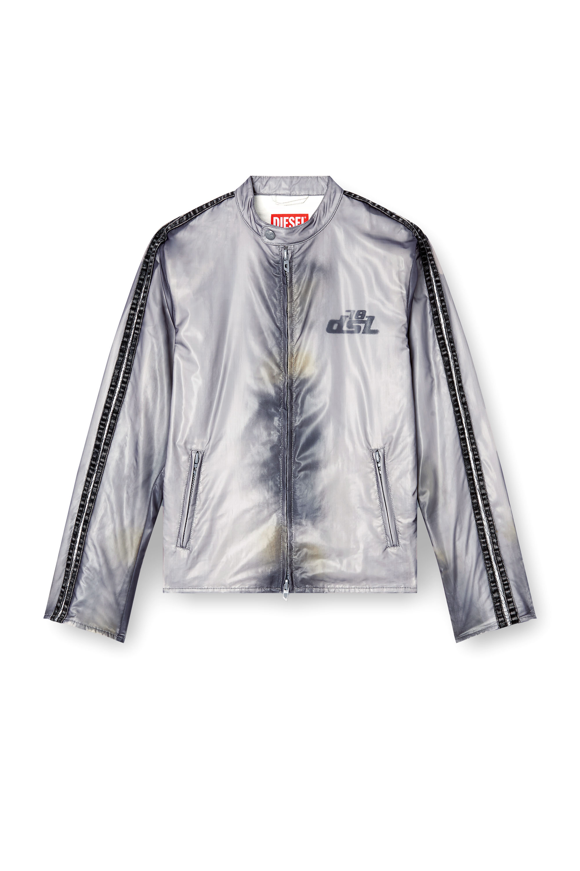 Diesel - J-POP, Chaqueta de motorista con efecto transparente Hombre in Gris - 3