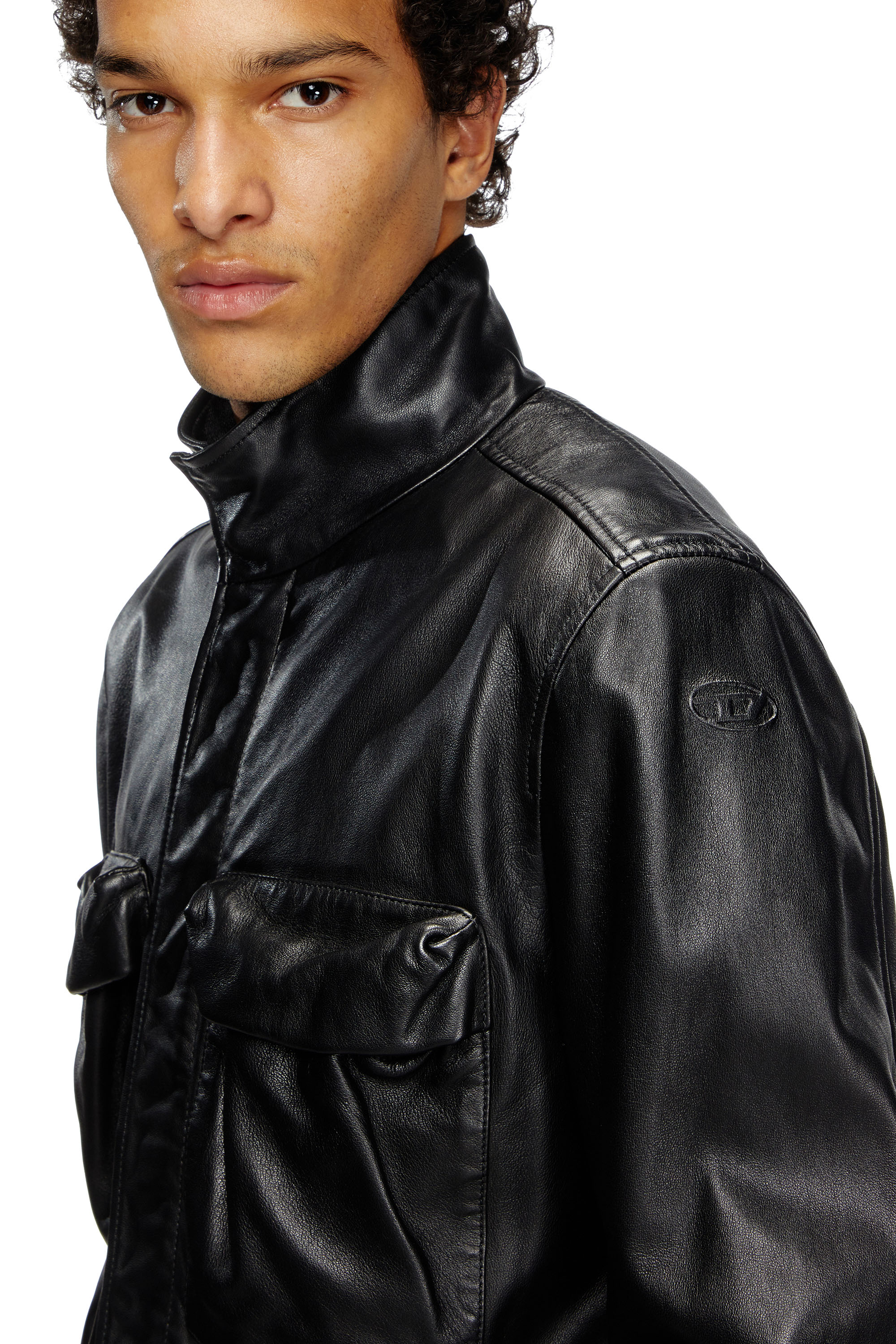 Diesel - L-GAST, Chaqueta de cuero con bolsillos utility Unisex in Negro - 5