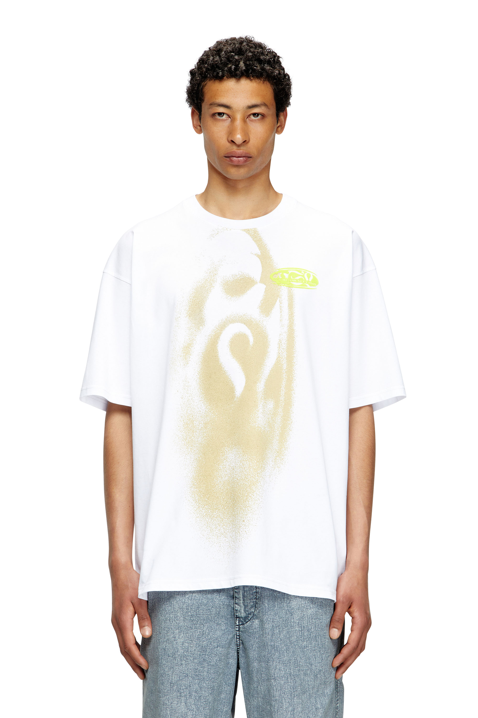 Diesel - T-BOXT-T7, Camiseta con estampado con efecto aerosol Hombre in Blanco - 1