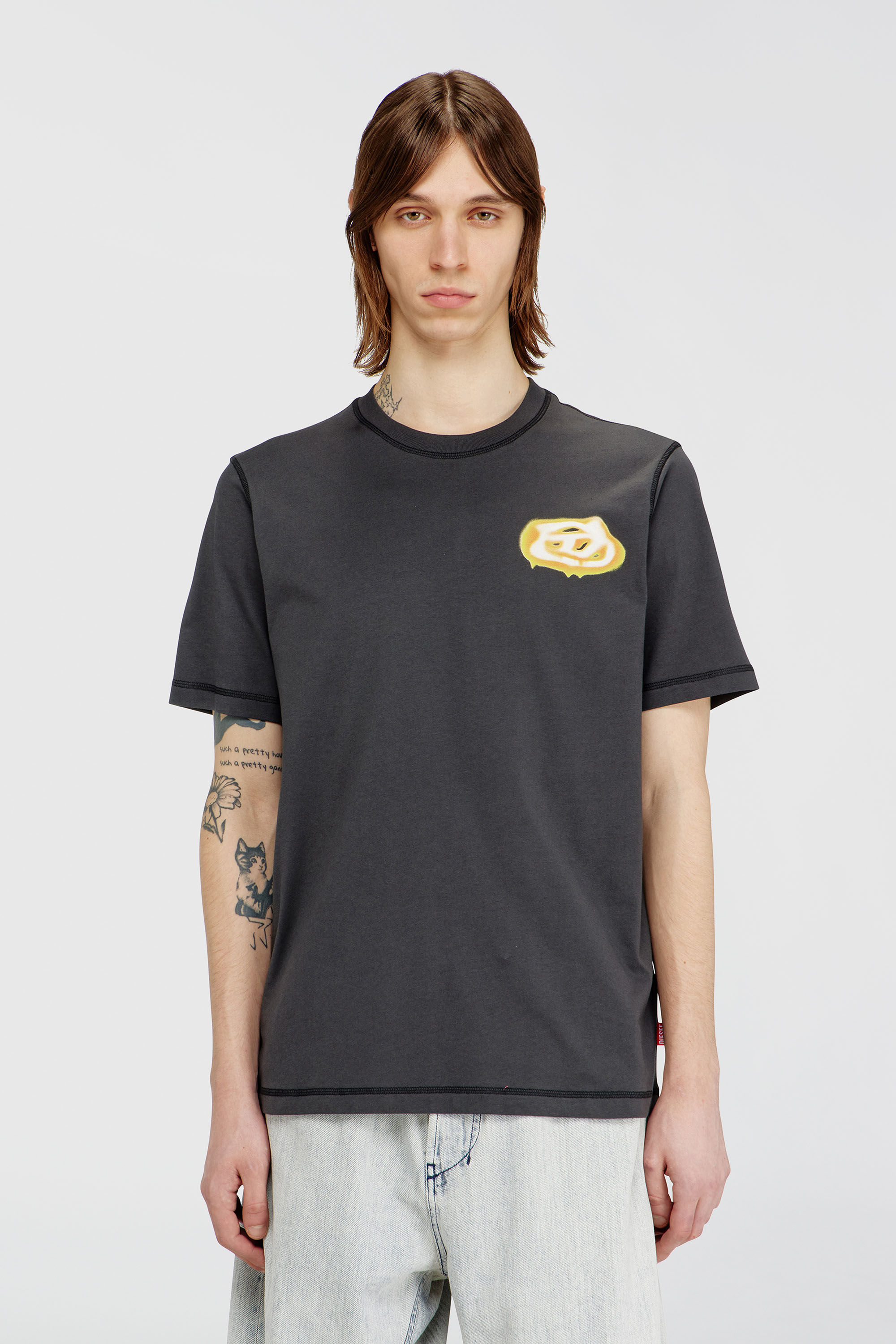 Diesel - T-ADJUST-V7, Camiseta con logotipo Oval D Hombre in Gris - 1