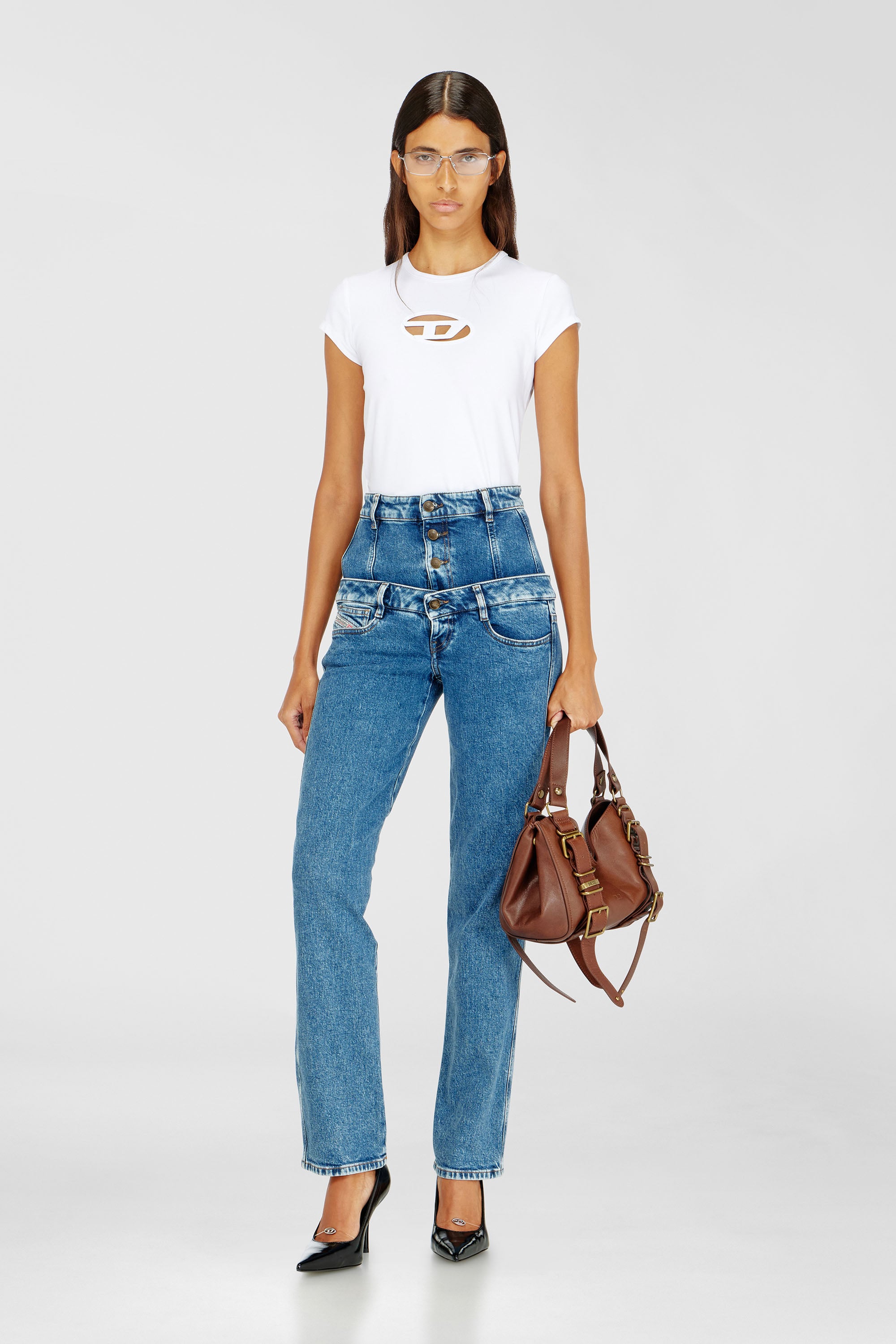 Diesel - T-ANGIE, Camiseta con logotipo cuc&uacute; Mujer in Blanco - 2