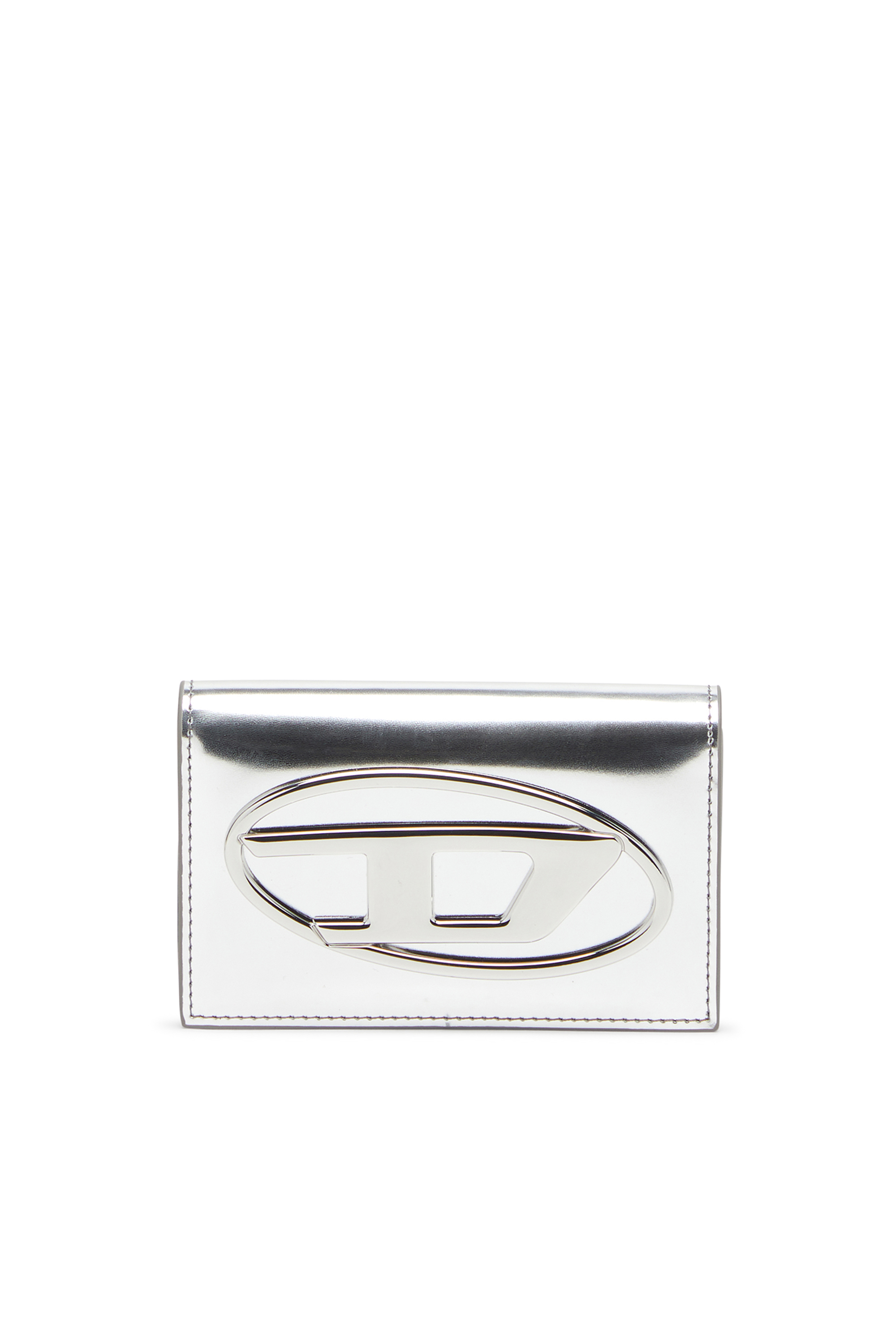 Diesel - 1DR CARD HOLDER IV, Portatarjetas de cuero metálico Mujer in Plateado - 1