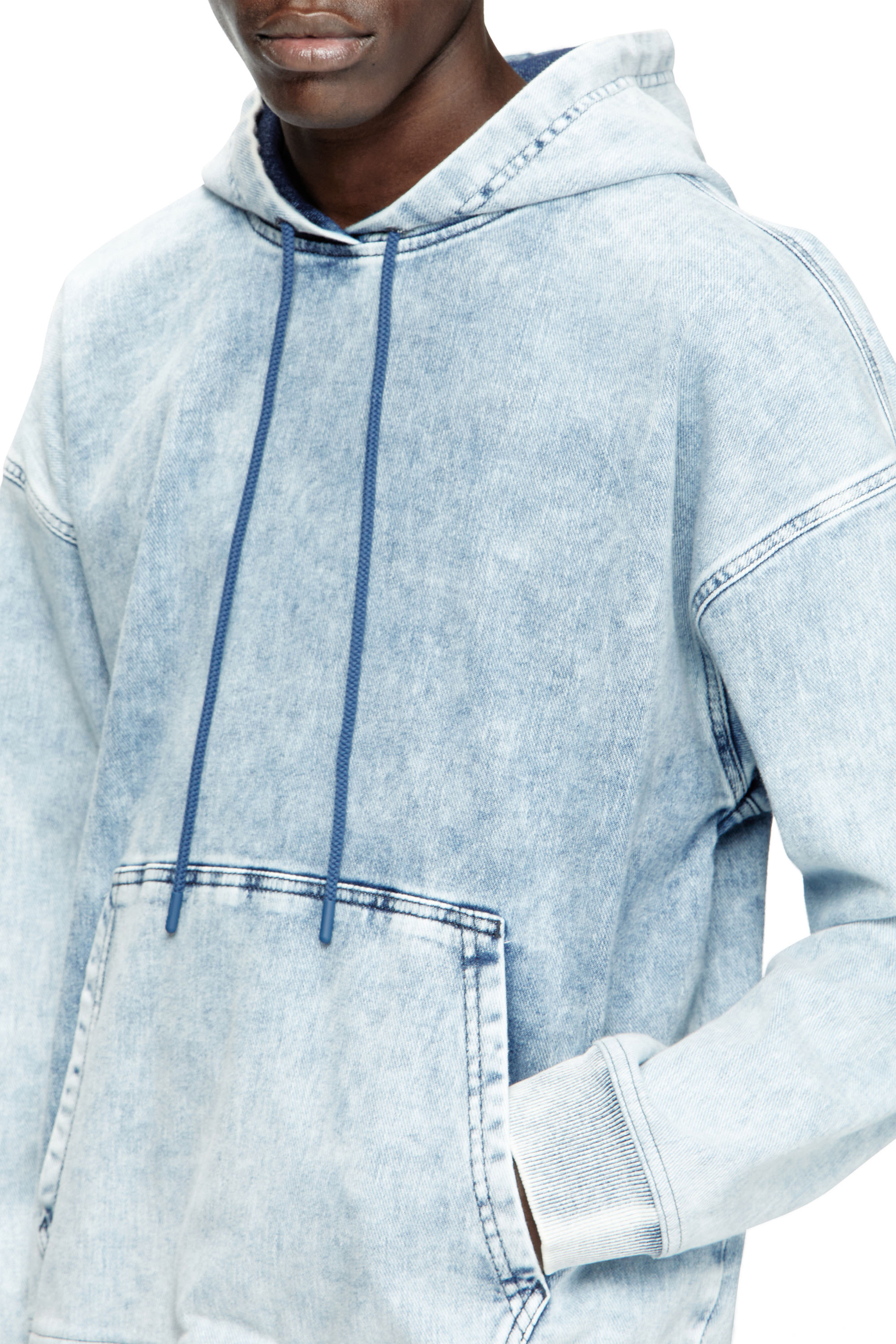Diesel - D-REBBIT-S-TRACK, Sudadera con capucha en denim efecto mármol Unisex in Azul marino - 5