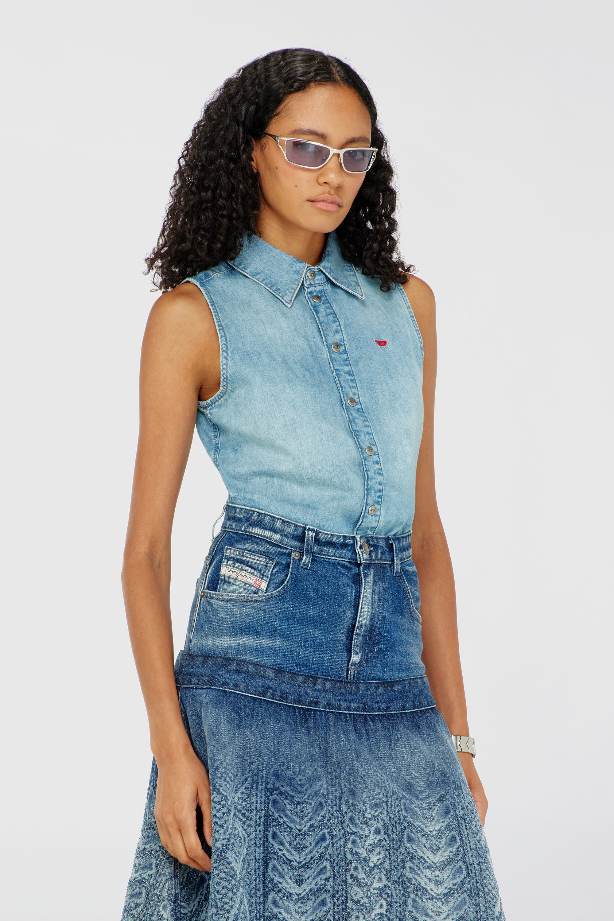Diesel - DE-EAZY-SL, Camisa vaquera sin mangas Mujer in Azul marino - 1