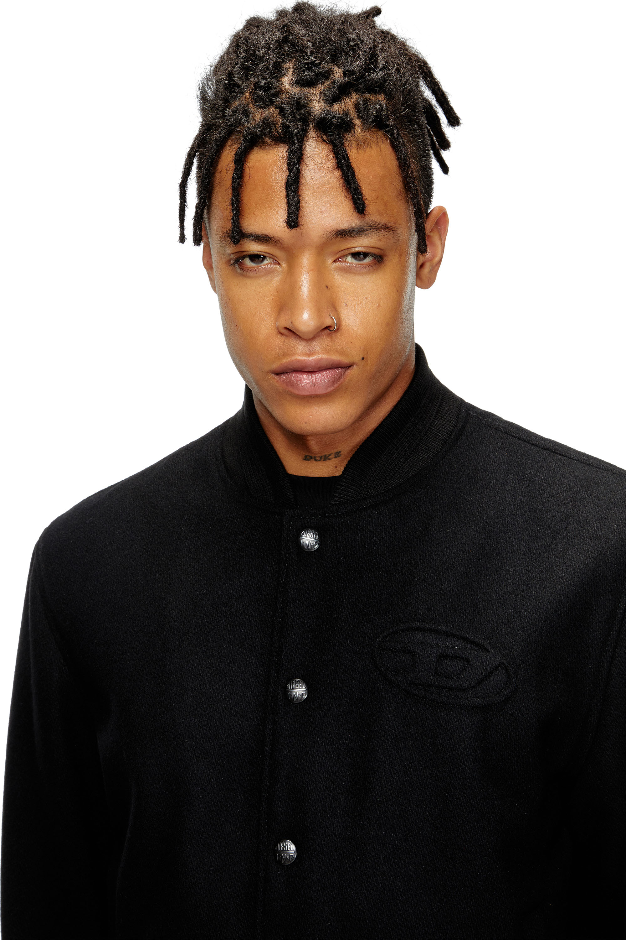 Diesel - J-ARRY, Man's Lined bomber jacket in wool blend in Black - 5