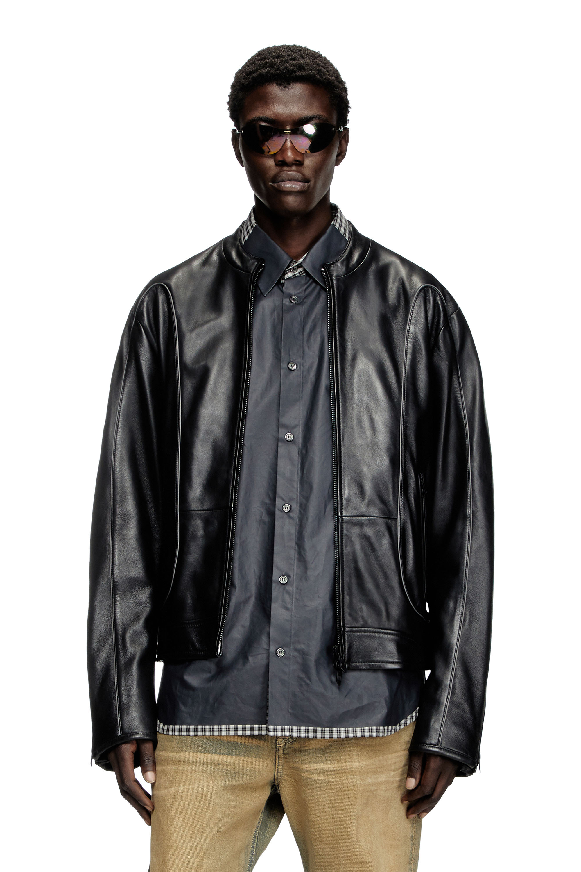 Chaquetas de piel para hombre Trench Biker Perforadas Diesel