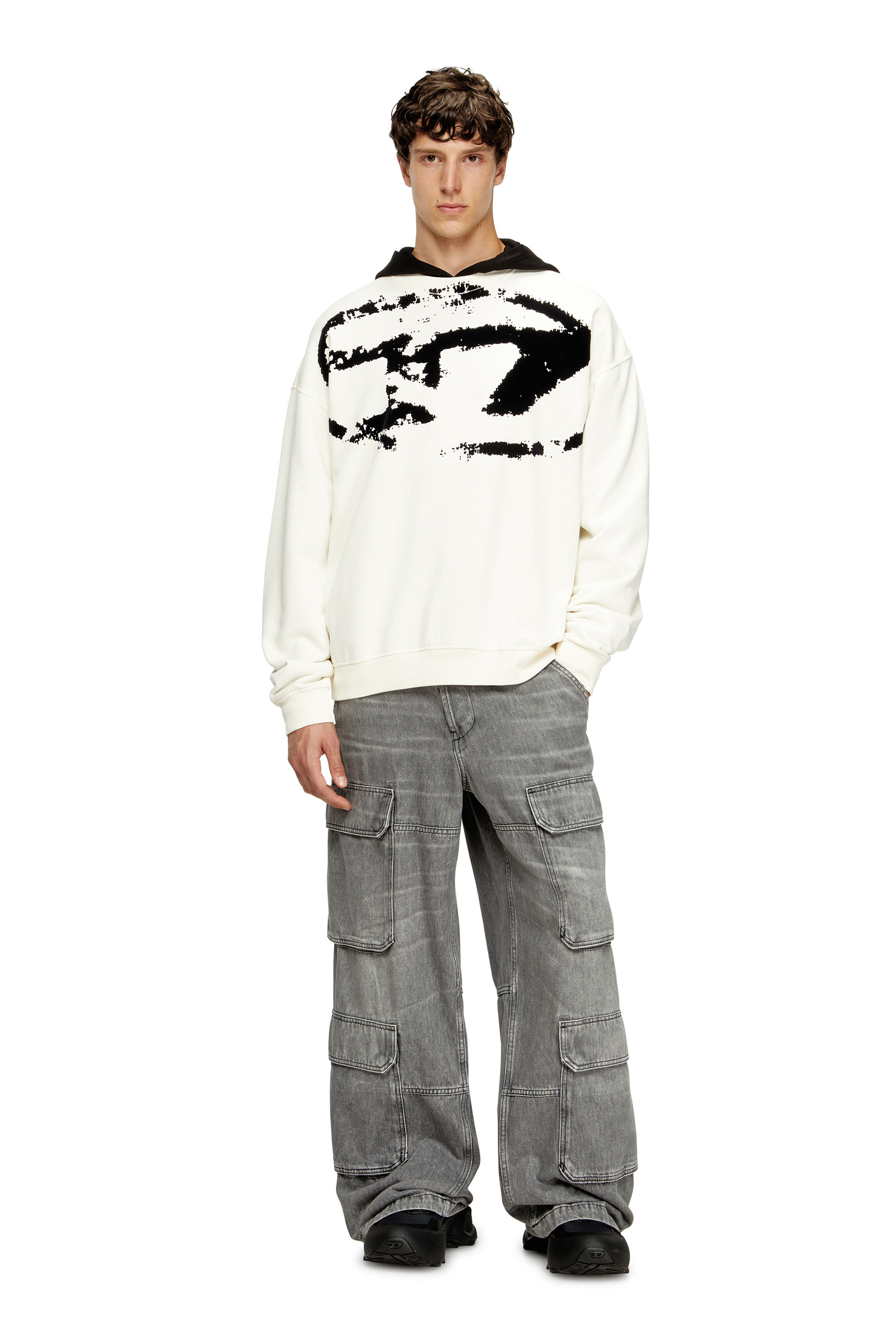 Diesel - S-BOXT-N5, Sudadera con logotipo desgastado en relieve Hombre in Blanco - 2