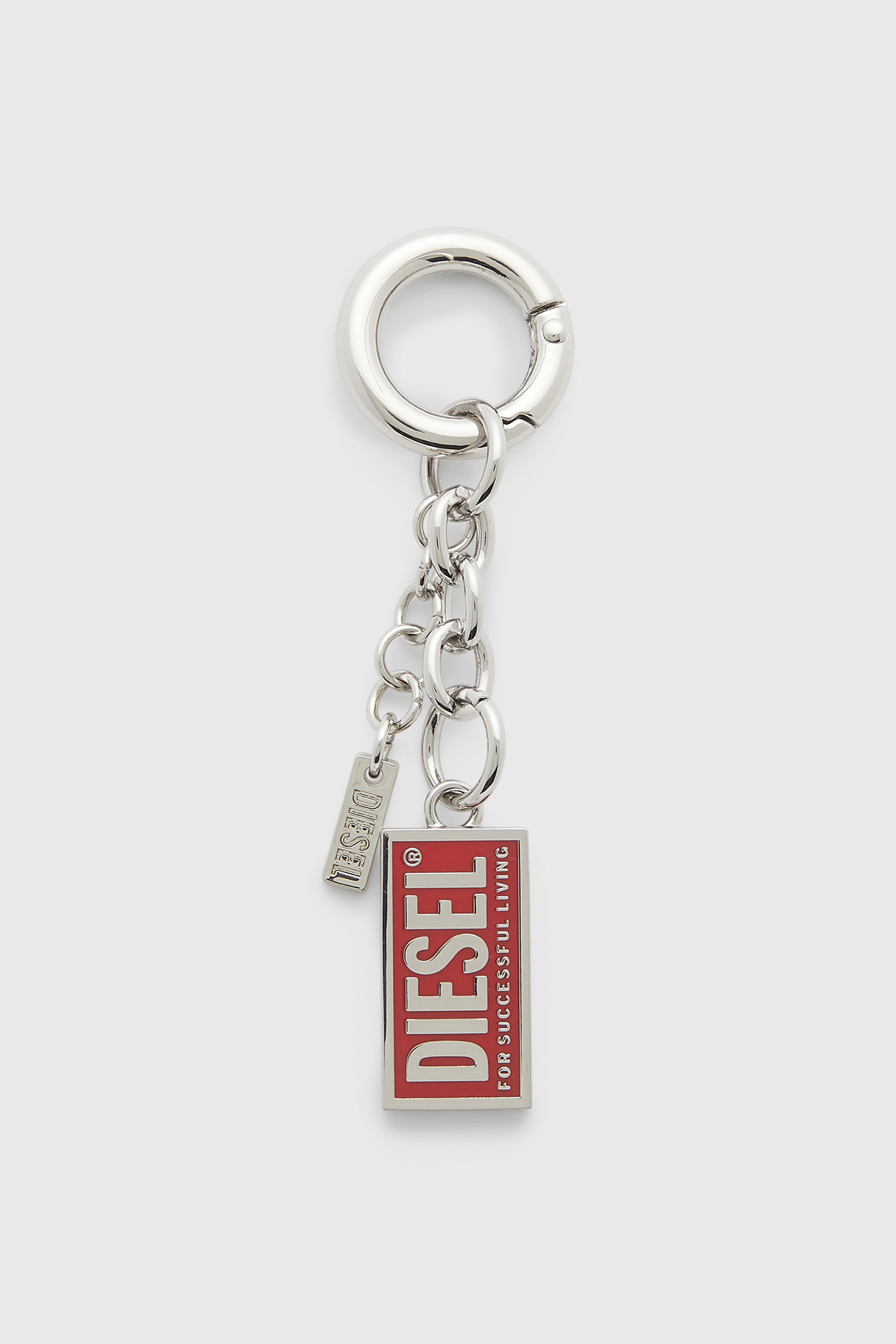 Diesel - CHARM-BISCOTTO, Llavero met&aacute;lico con charm logo Biscotto Mujer in Plateado - 1