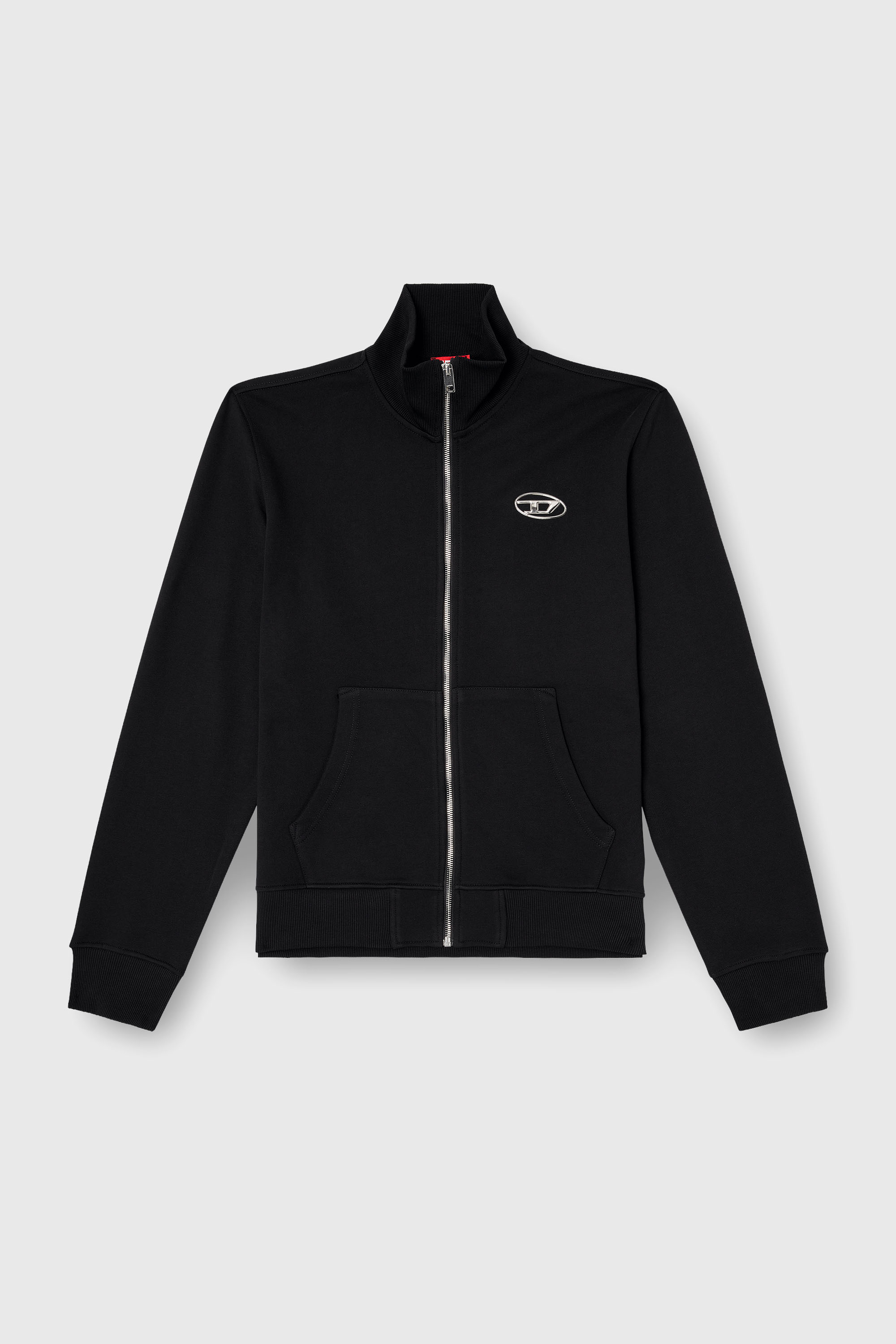 Diesel - S-GINNI-ZIP-OD, Sudadera con cremallera con logotipo met&aacute;lico Hombre in Negro - 2