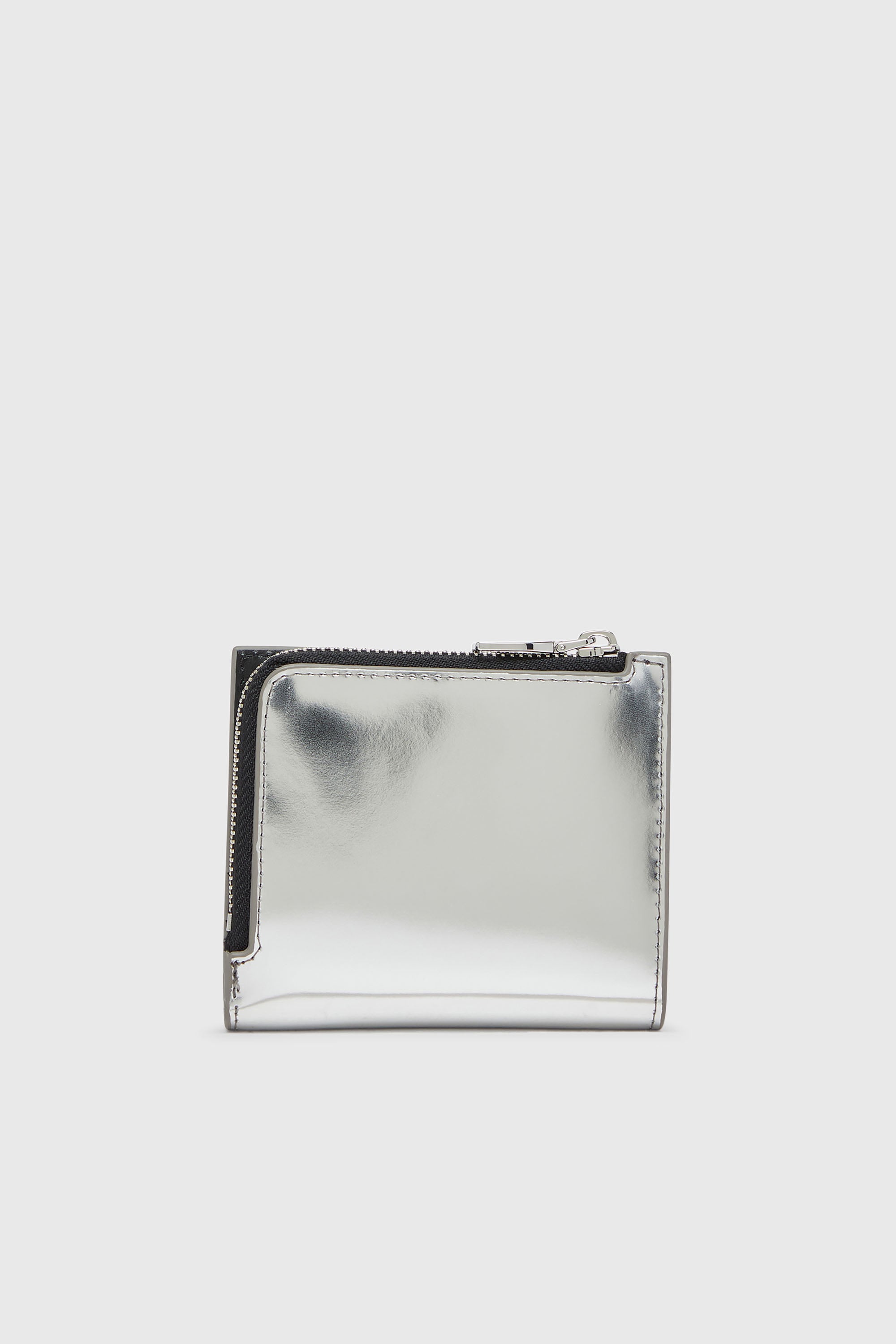 Diesel - 1DR BI FOLD ZIP L, Tarjetero de cuero espejado que se pliega por la mitad Mujer in Plateado - 2