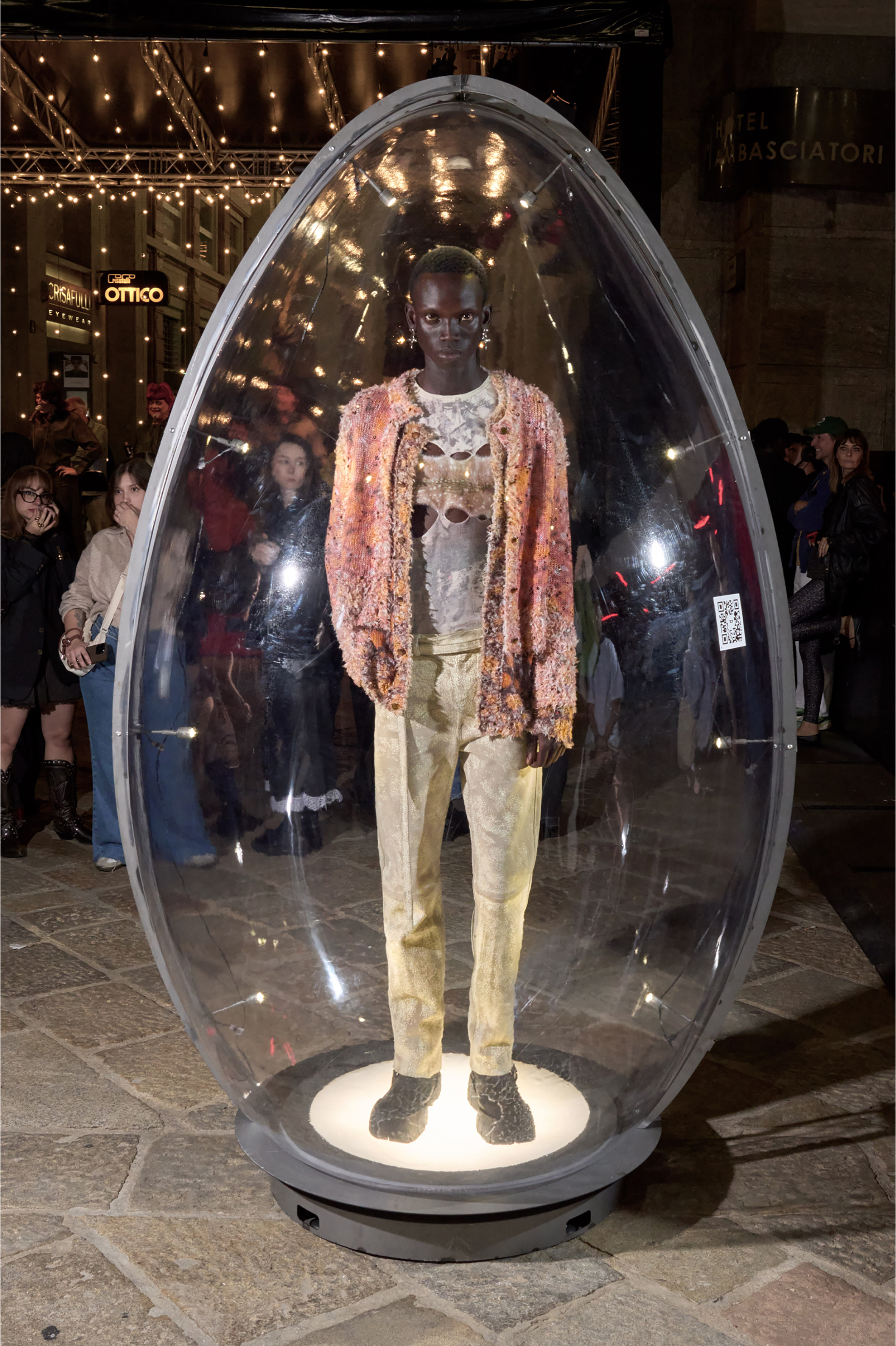 Diesel - K-LINNUS, C&aacute;rdigan de mezcla de lino estampado con cristales Hombre in Multicolor - 3