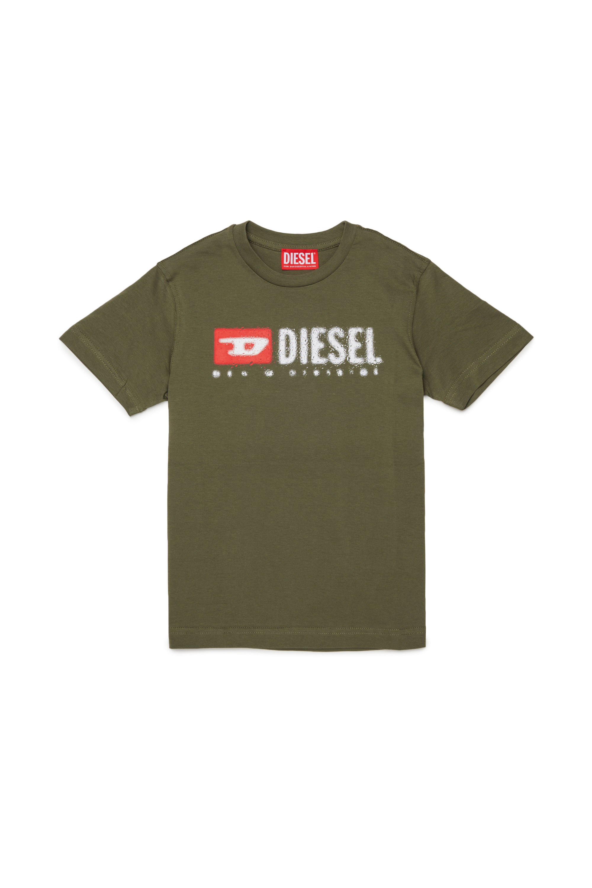 Diesel - TADJUSTK14, Camiseta de algodón con logo estampado Hombre in Verde - 1