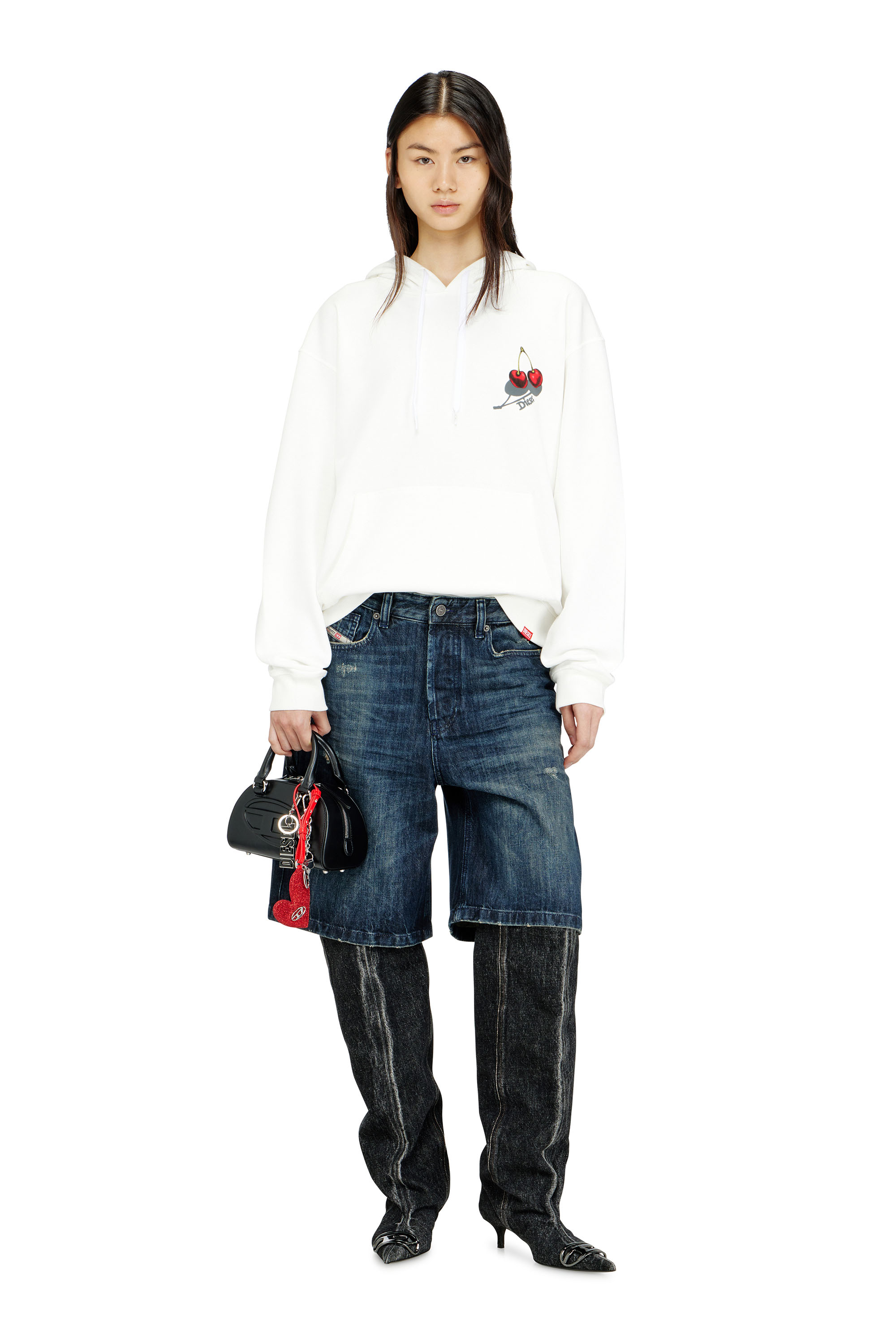 Diesel - SV-S-NORM-HOOD-CHER, Sudadera con capucha de algod&oacute;n con gr&aacute;fico de cereza Unisex in Blanco - 4