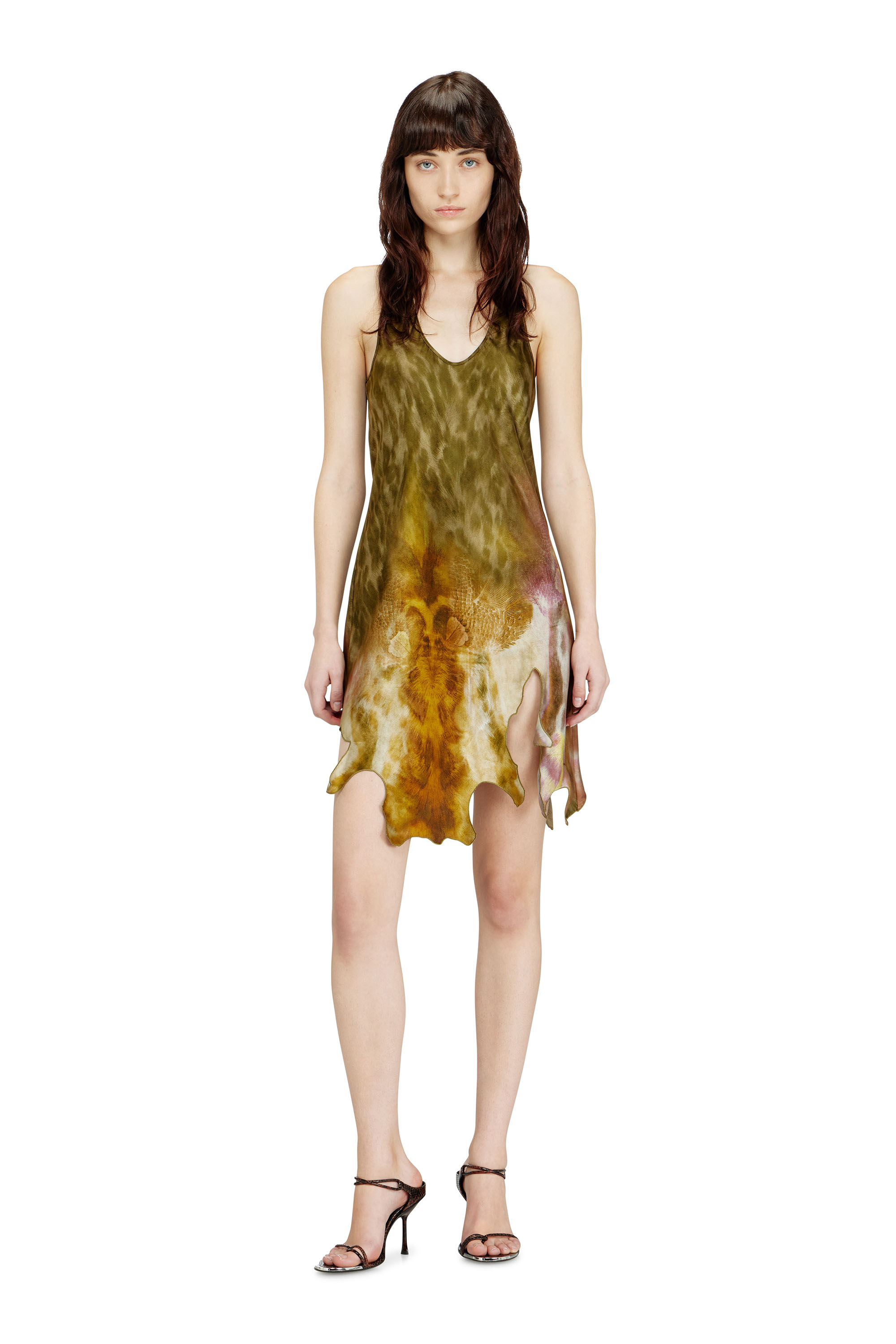 Diesel - D-AHIUL, Vestido corto de sat&eacute;n con bajo efecto piel Mujer in Multicolor - 3