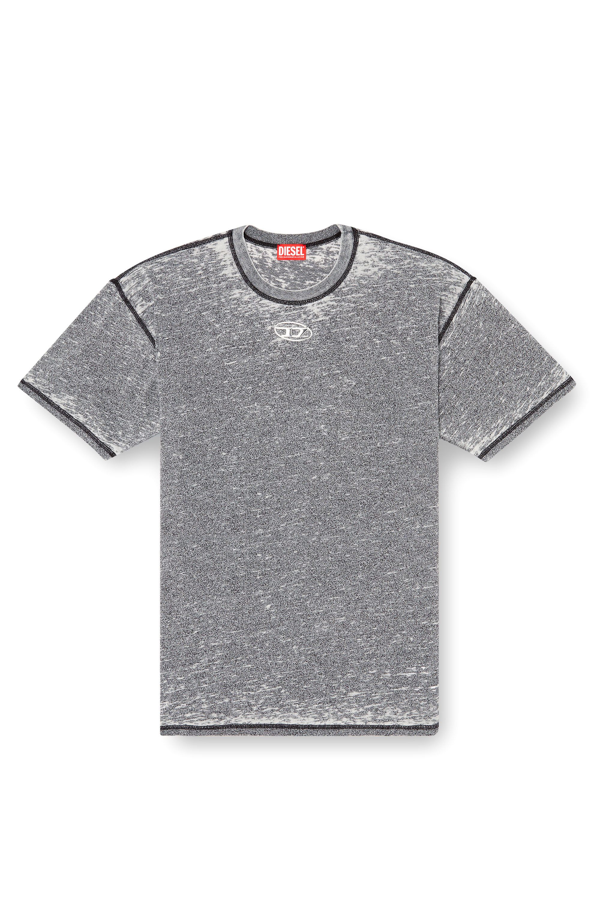 Diesel - T-BOXT-PAK, Camiseta burnout con logotipo de efecto metálico Hombre in Gris - 3