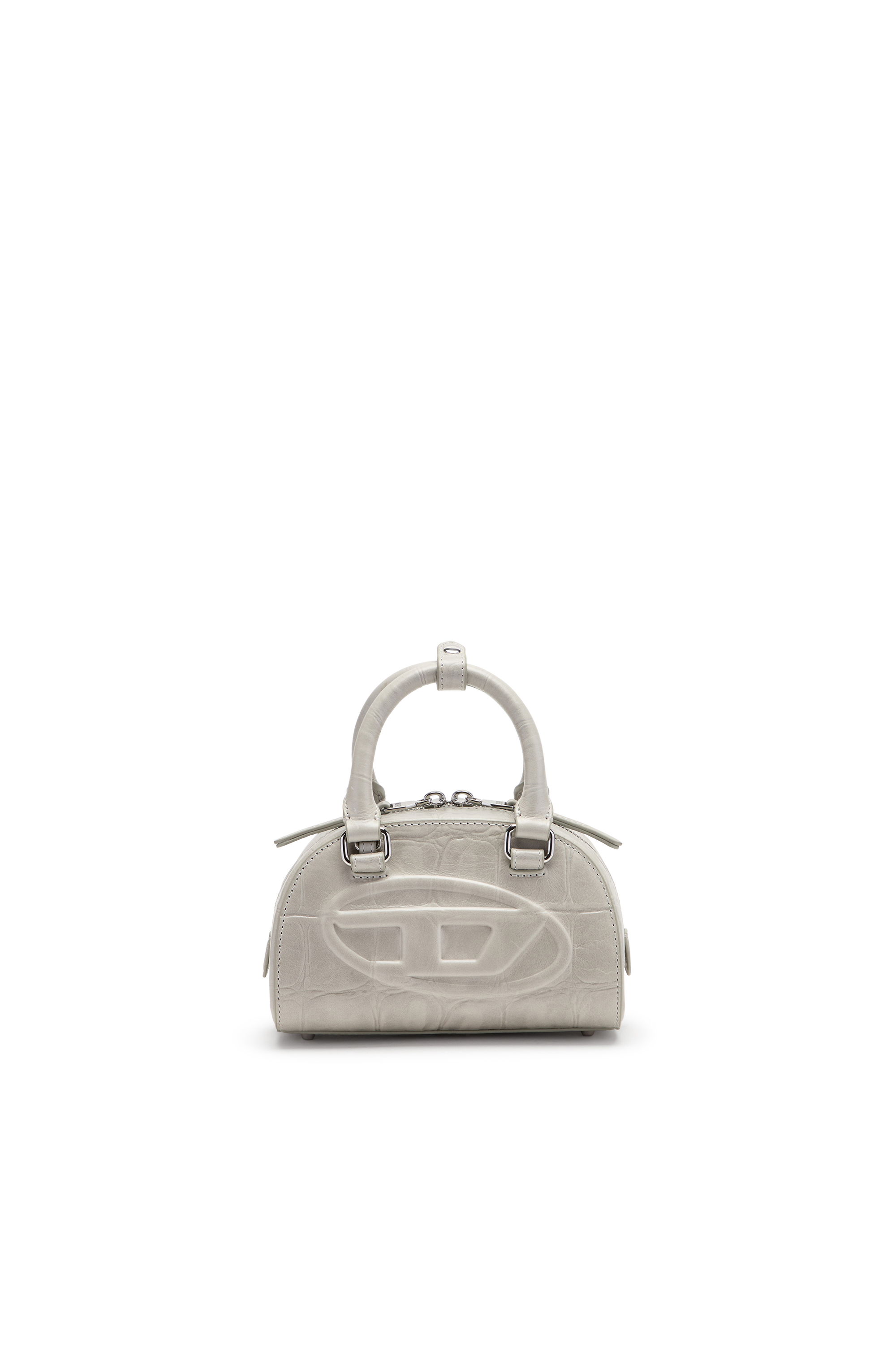 Diesel - 1DR DOME CROSSBODY, Bolso bowling Dome-Mini 1DR en piel efecto cocodrilo Mujer in Gris - 1