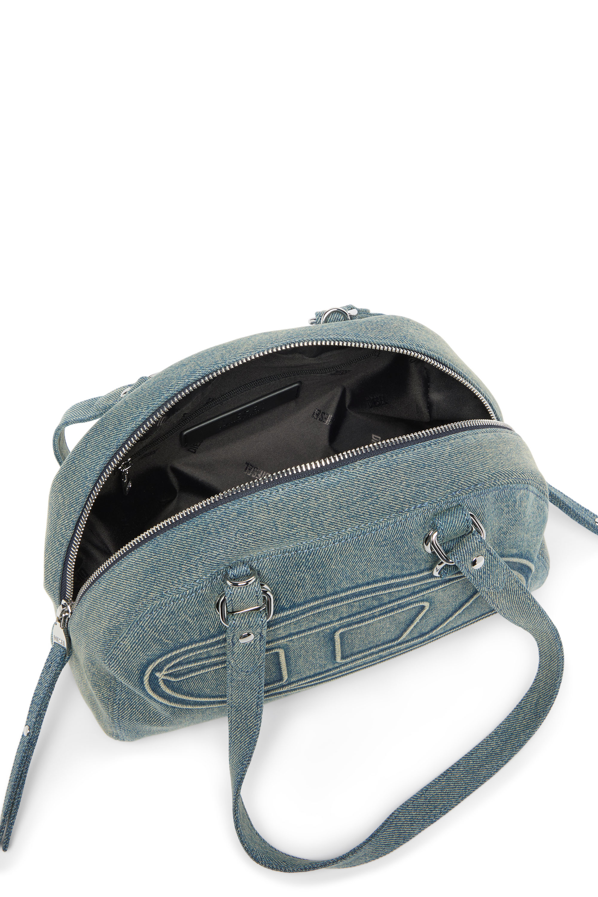 Diesel - 1DR DOME SOFT SHOULDER, 1DR Dome-Bolso de hombro de denim con logo Oval D Unisex in Azul marino - 4