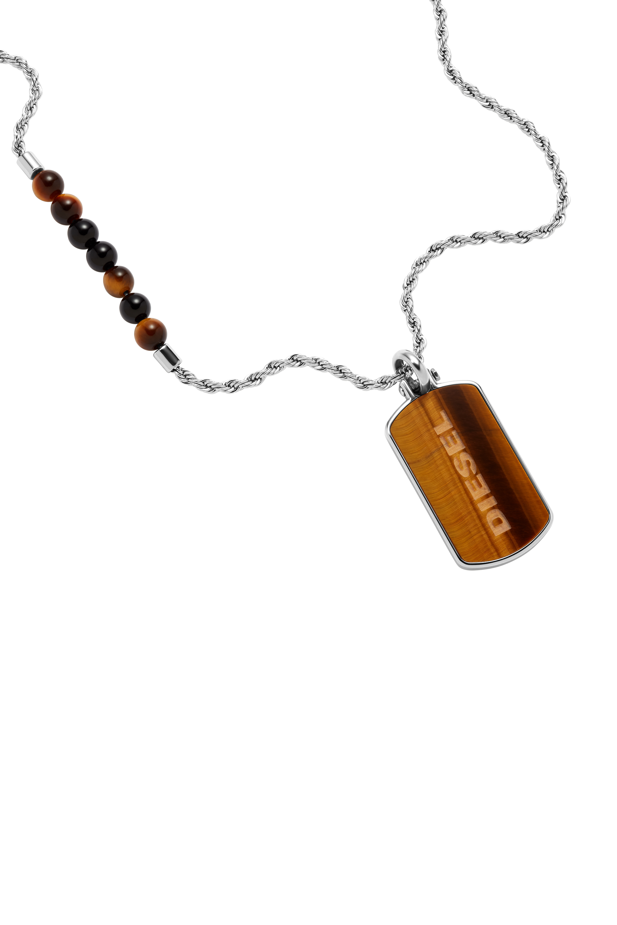 Diesel - DX1318, Collar con placa de identificaci&oacute;n  de ojo de tigre Hombre in Multicolor - 1