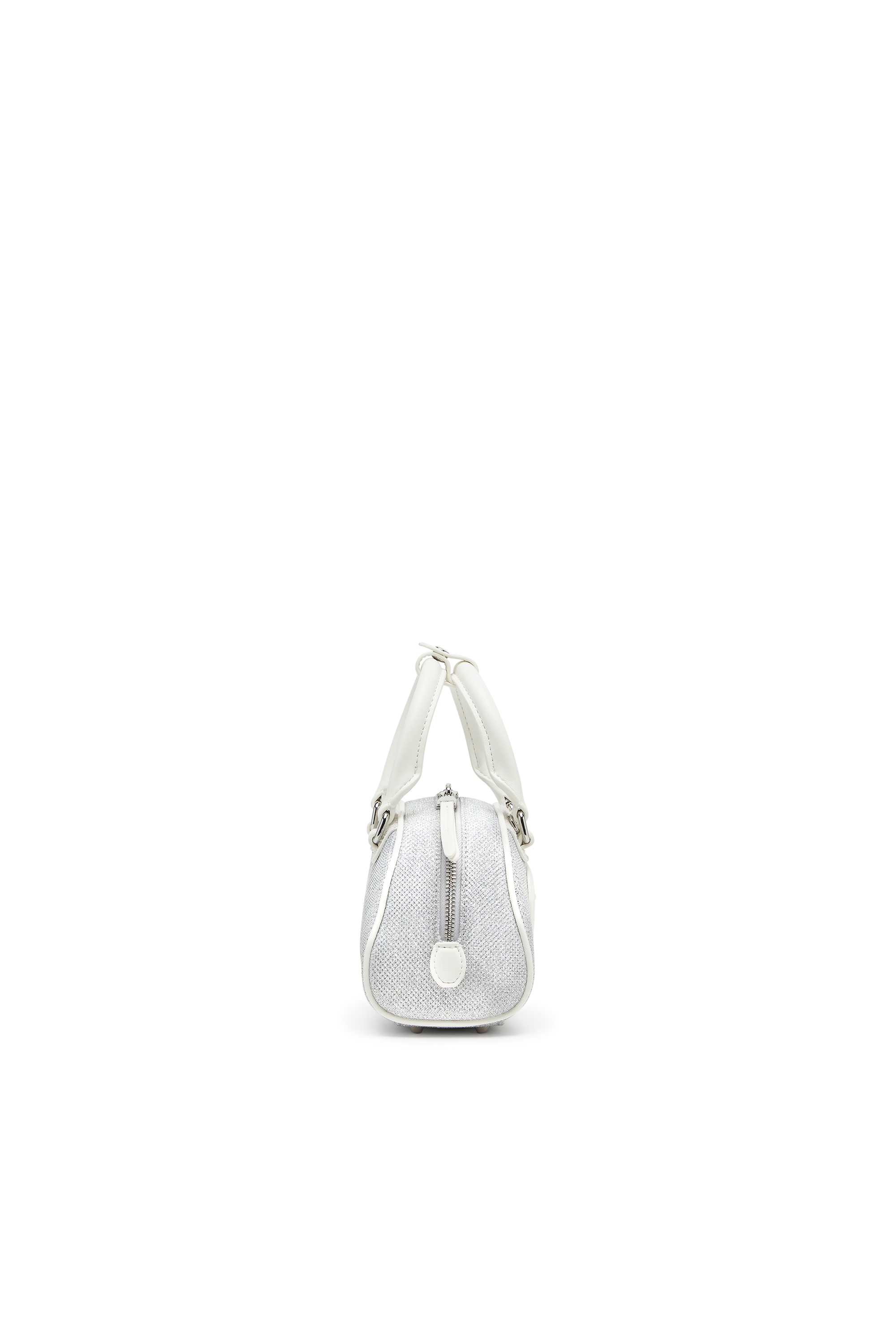 Diesel - 1DR DOME CROSSBODY, 1DR Dome-Mini bolso tipo bowling en tejido Lurex Mujer in Blanco - 4