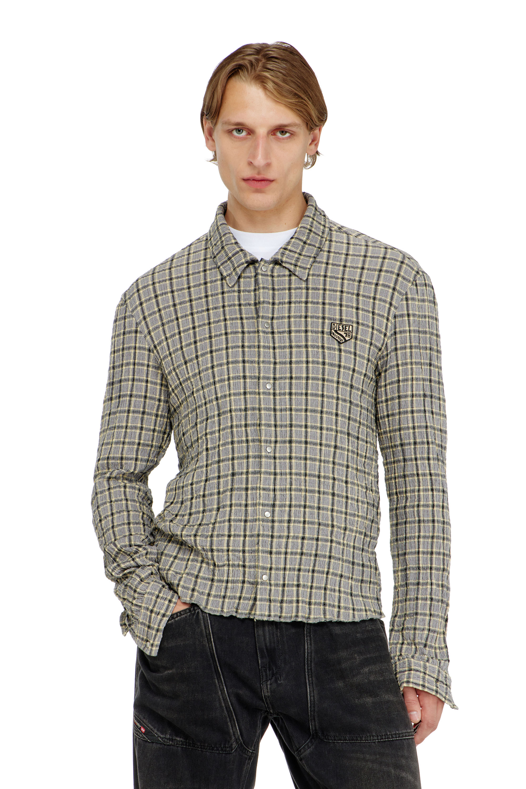 Diesel - S-SEERK, Camisa de cuadros con efecto seersucker Hombre in ToBeDefined - 1
