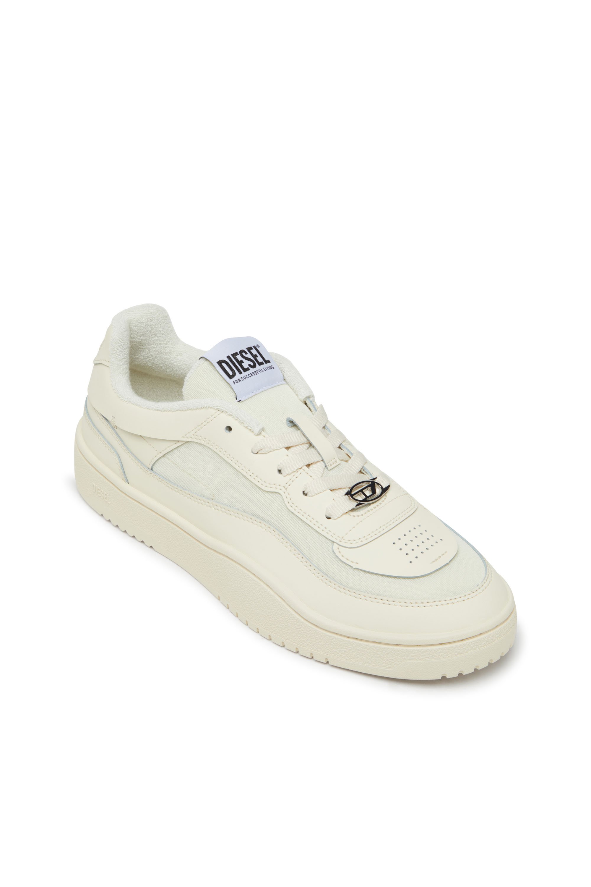 Diesel - S-OVAL SKATE LOW, Deportivas de cuero con paneles de tejido Hombre in Beige - 6