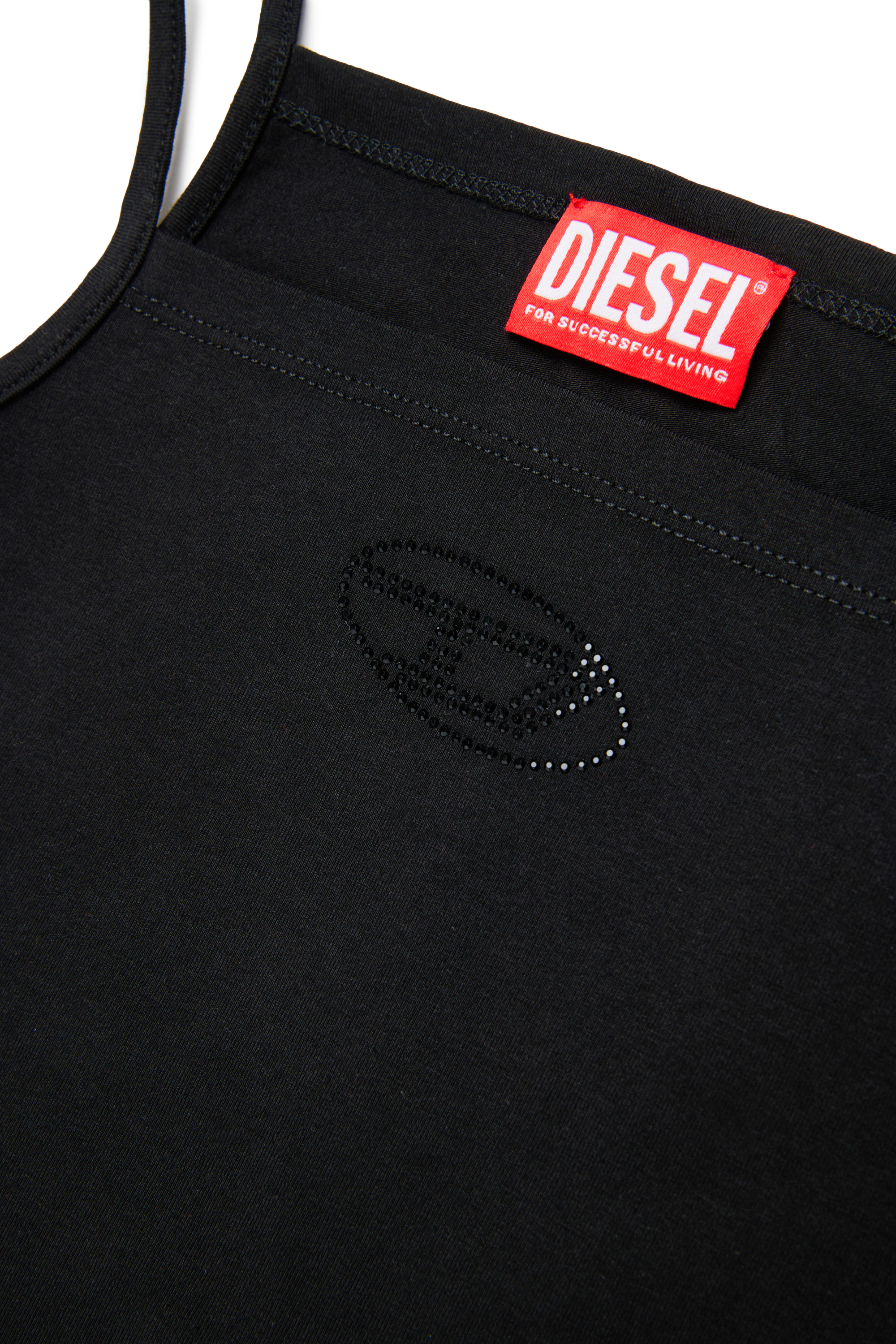 Diesel - TRIND, Top cami con logotipo Oval D de cristal Mujer in Negro - 4