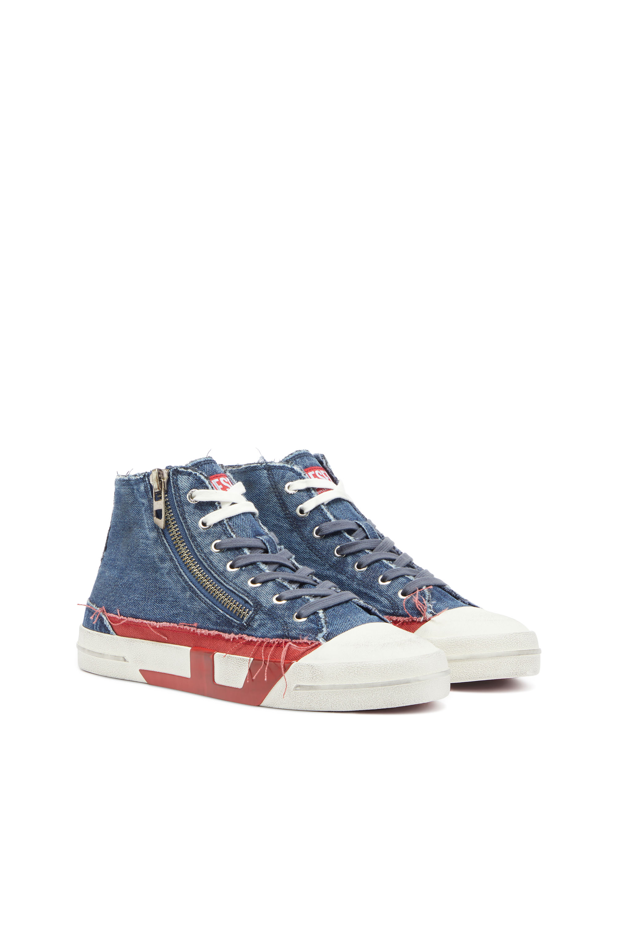 Diesel - S-D-VERSE ZIP MID II, S-D-Verse - Zapatillas denim con logo D Hombre in Azul marino - 2