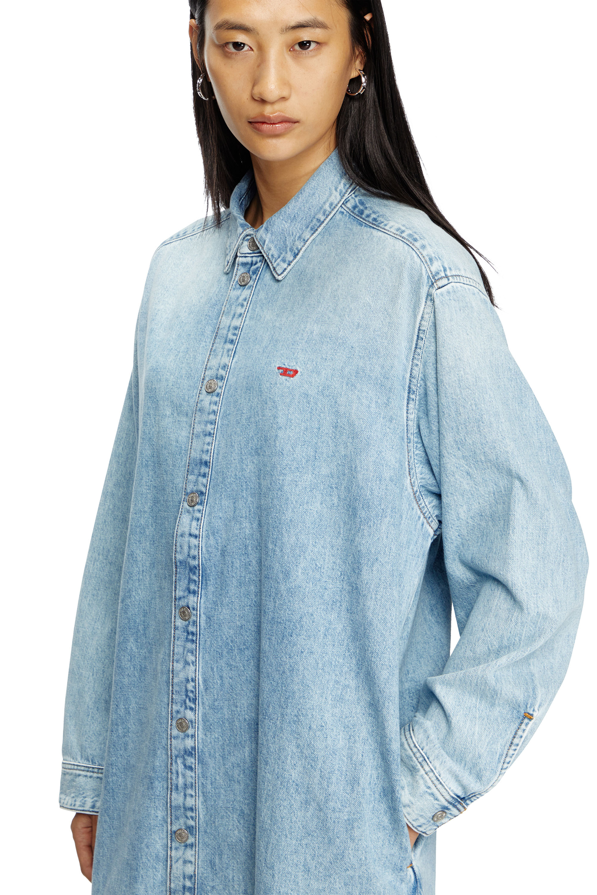 Diesel - DE-DALIS, Vestido camisero de denim Mujer in Azul marino - 5