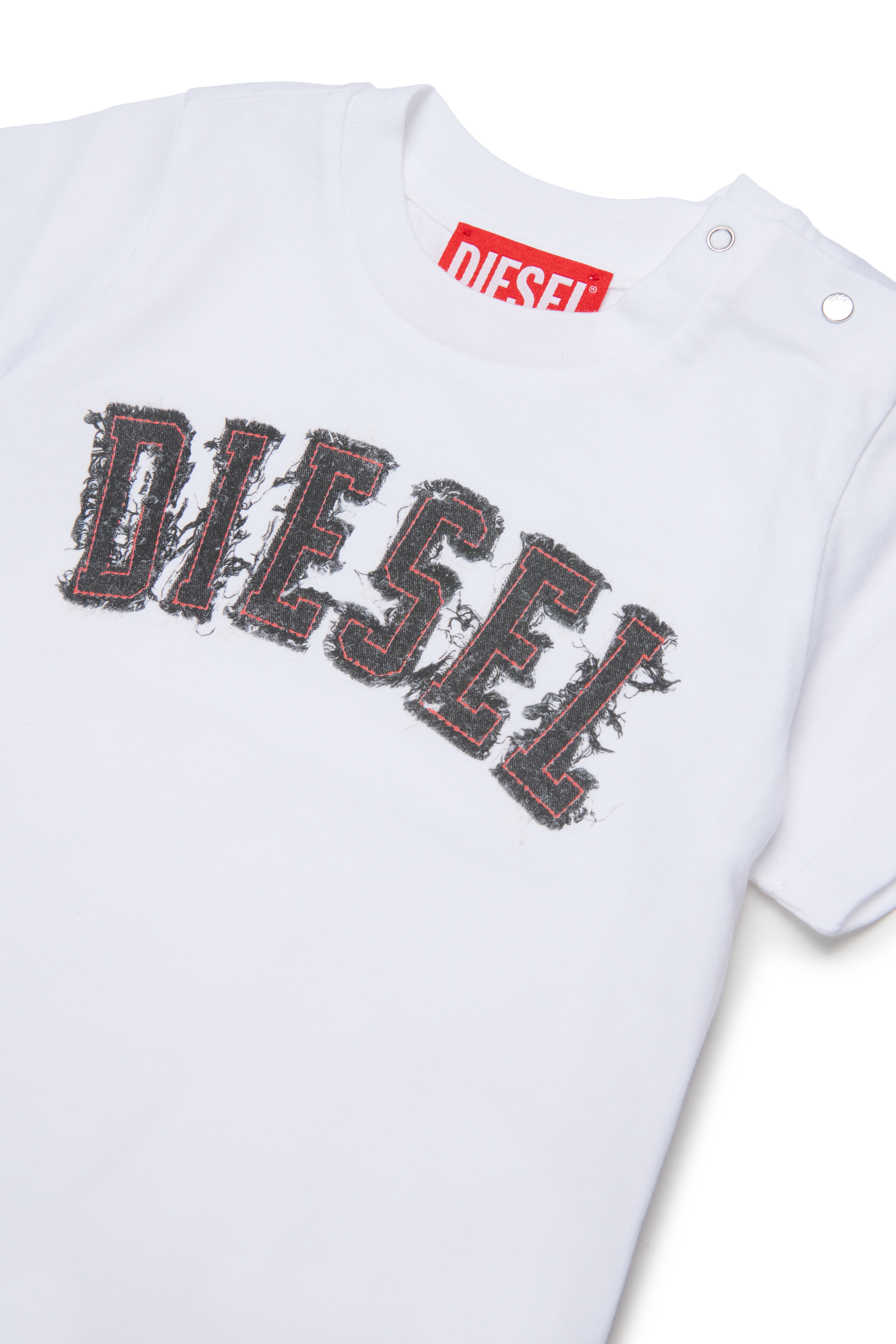 Diesel - TEANSB, Camiseta de algod&oacute;n con logo efecto deshilachado Hombre in Blanco - 3