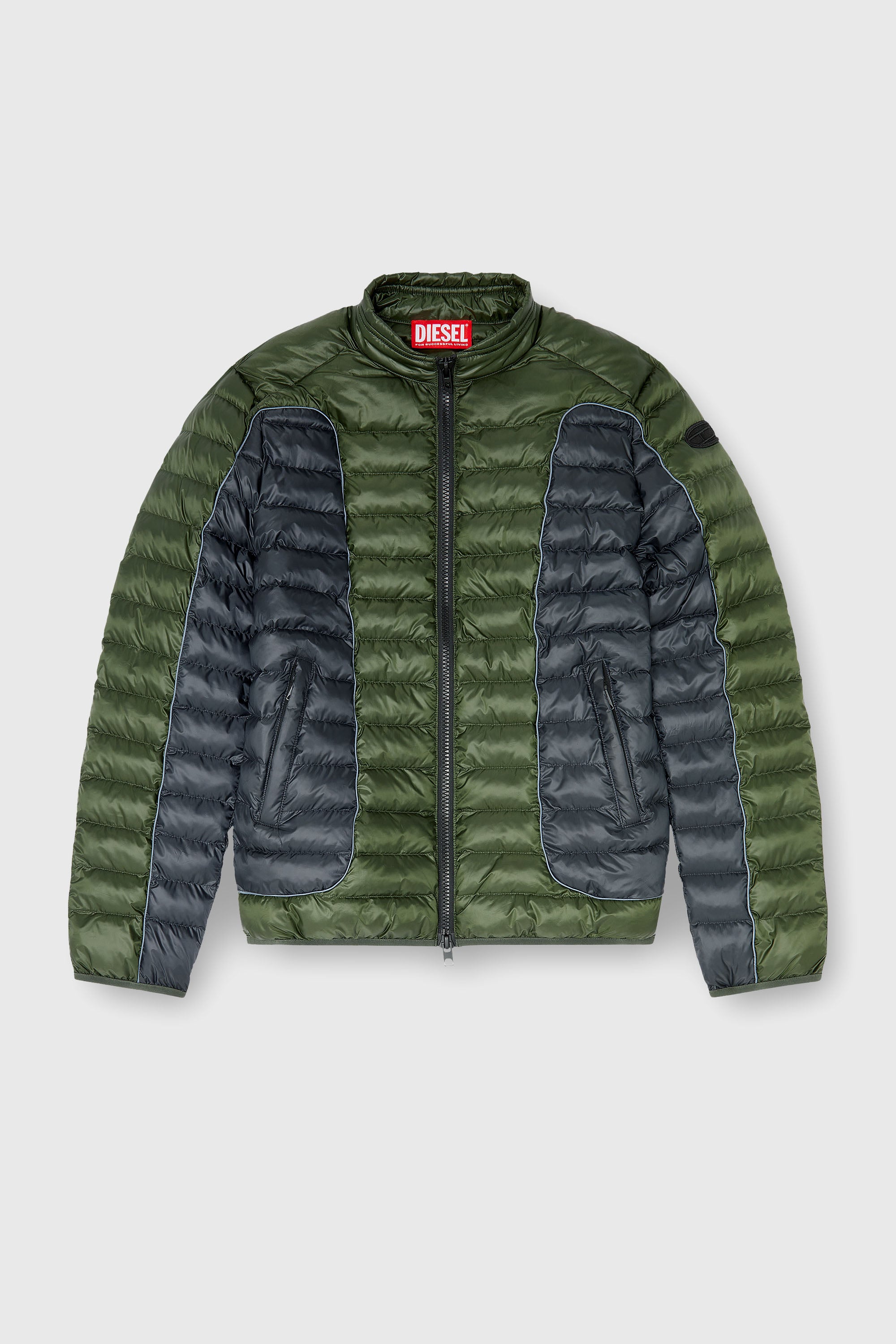 Diesel - W-PILOT-BLOCK, Chaqueta acolchada estilo biker con dise&ntilde;o a bloques de color Hombre in Multicolor - 2