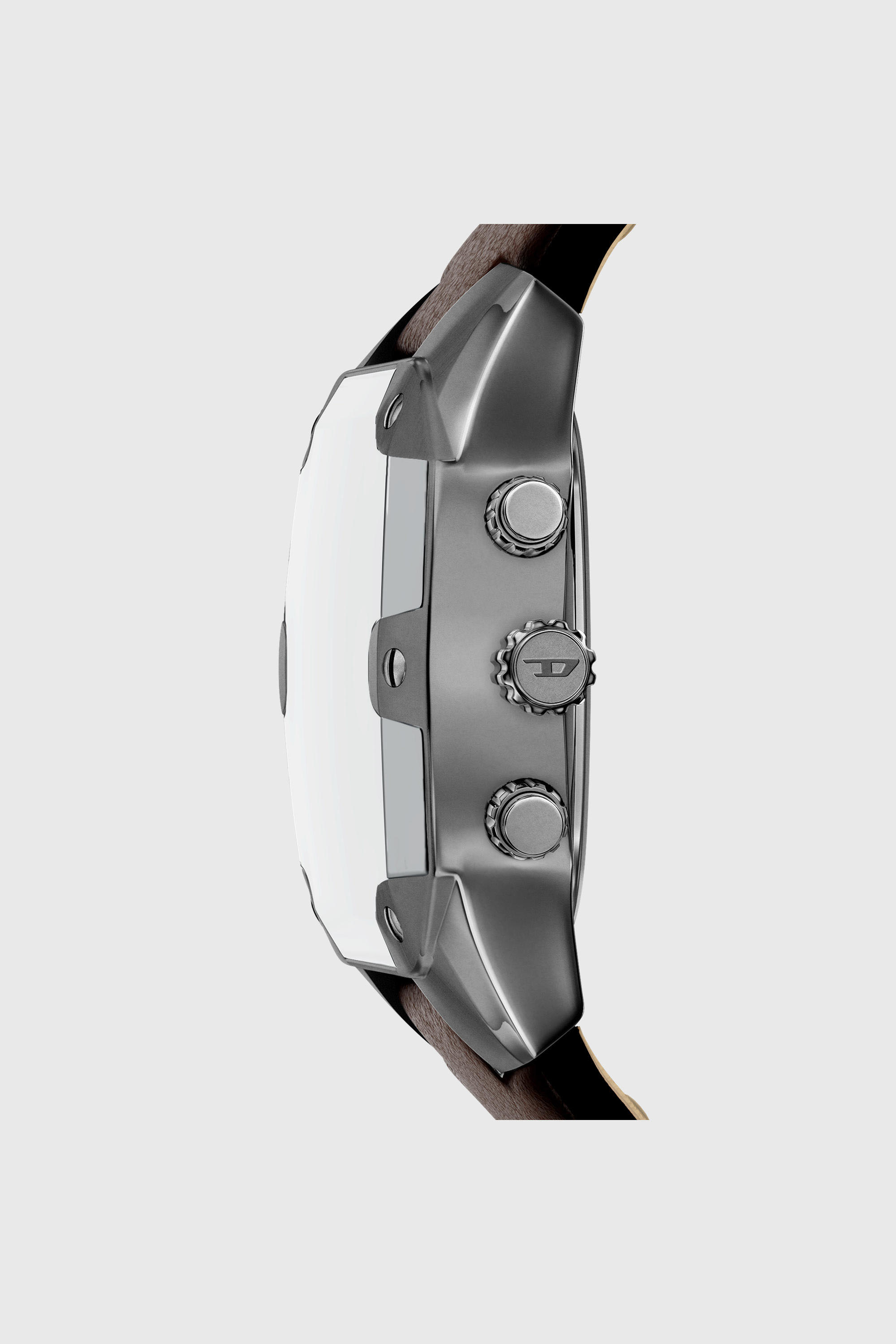 Diesel - DZ4737 WATCH, Man's Spiked Cushion brown leather watch in Brown - 2