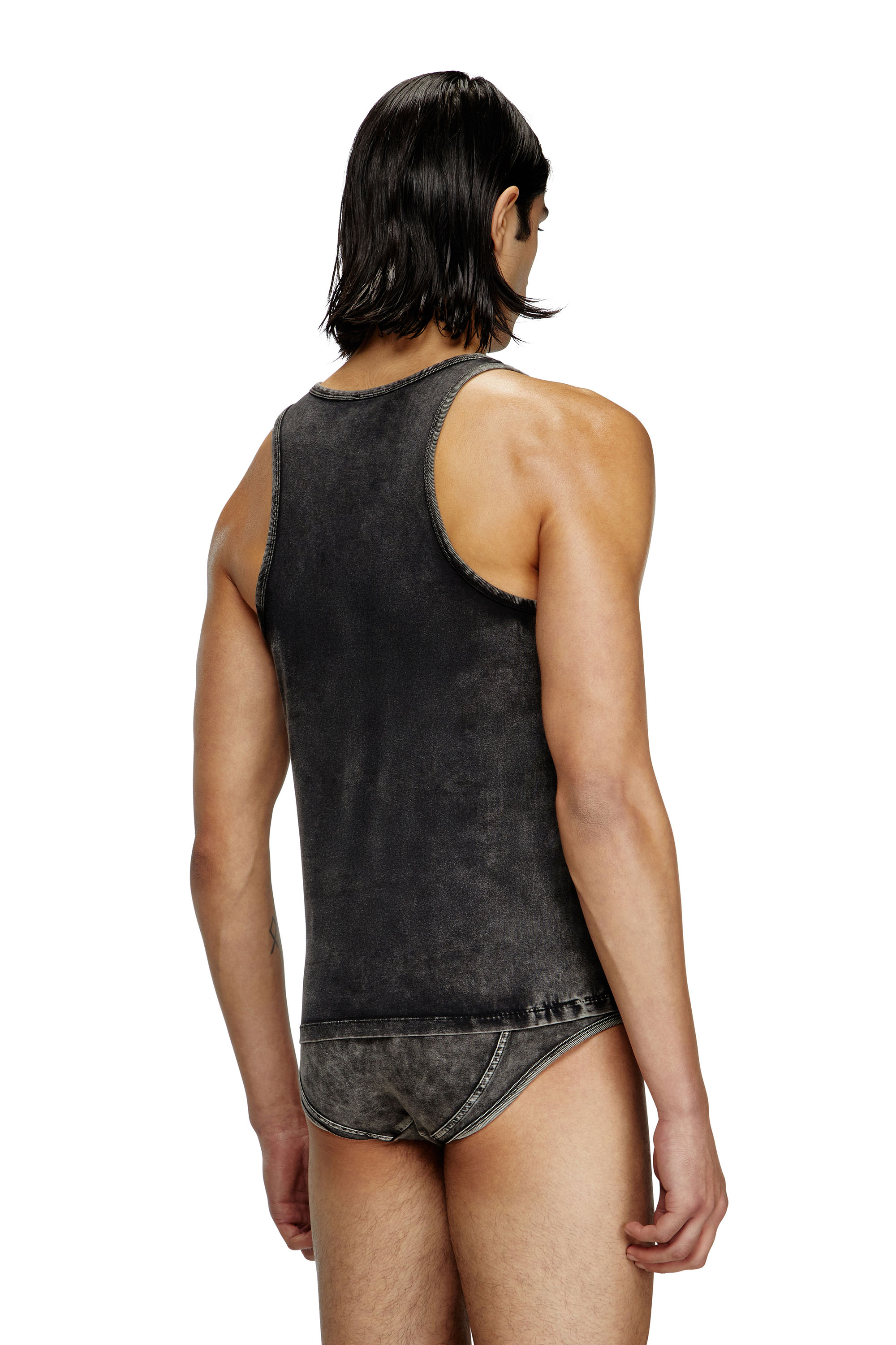 Diesel - WALTY-DNM, Camiseta de tirantes con efecto denim Hombre in Negro - 4