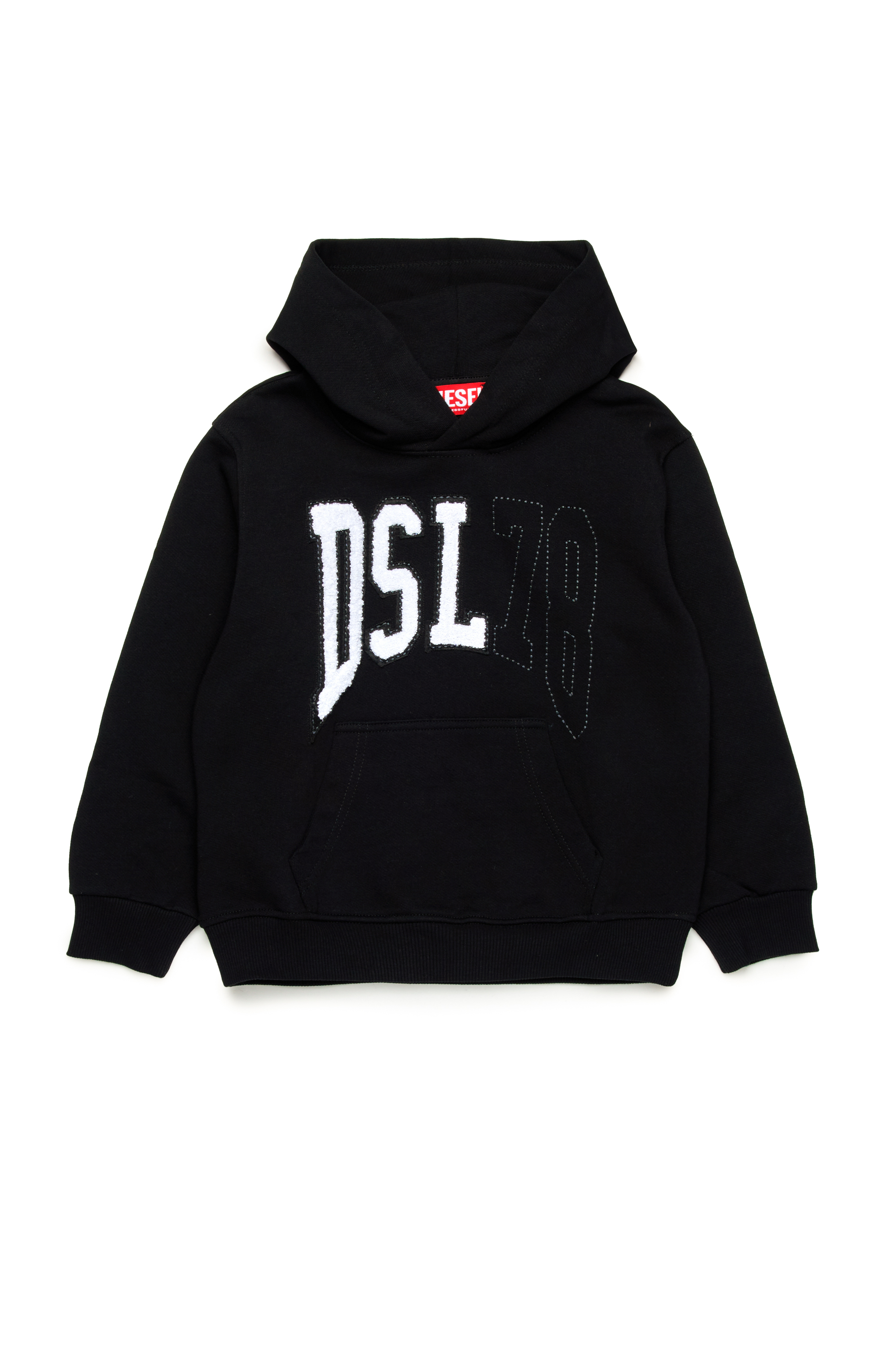 Diesel - SBOXTHOOD OVER, Sudadera con capucha con logotipo universitario DSL 78 Hombre in Negro - 1